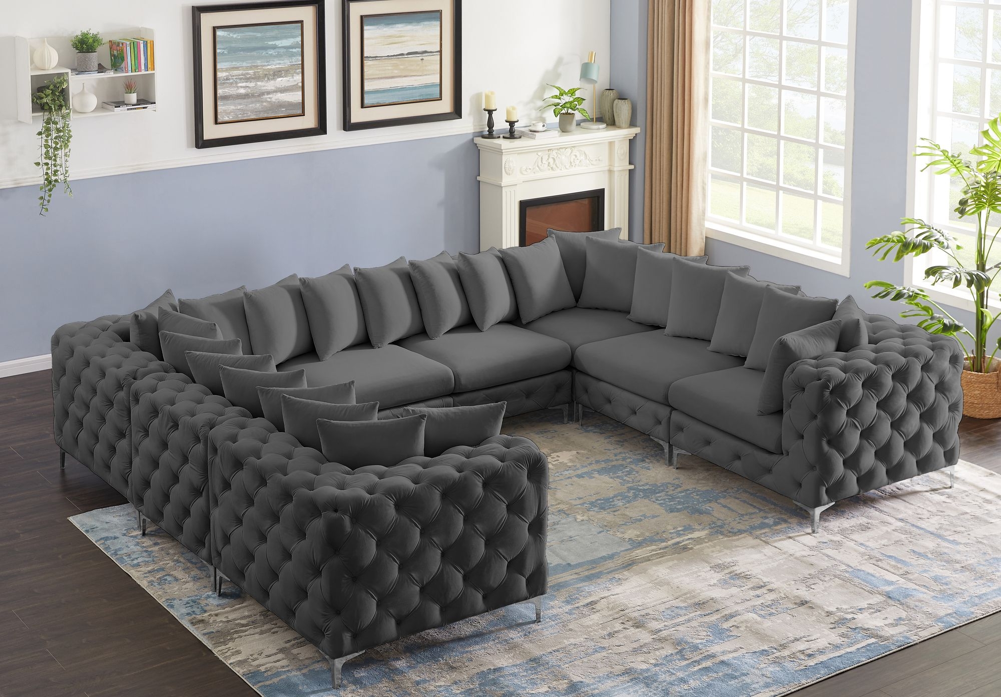 Tremblay 138" 8-Piece Velvet Modular Sectional