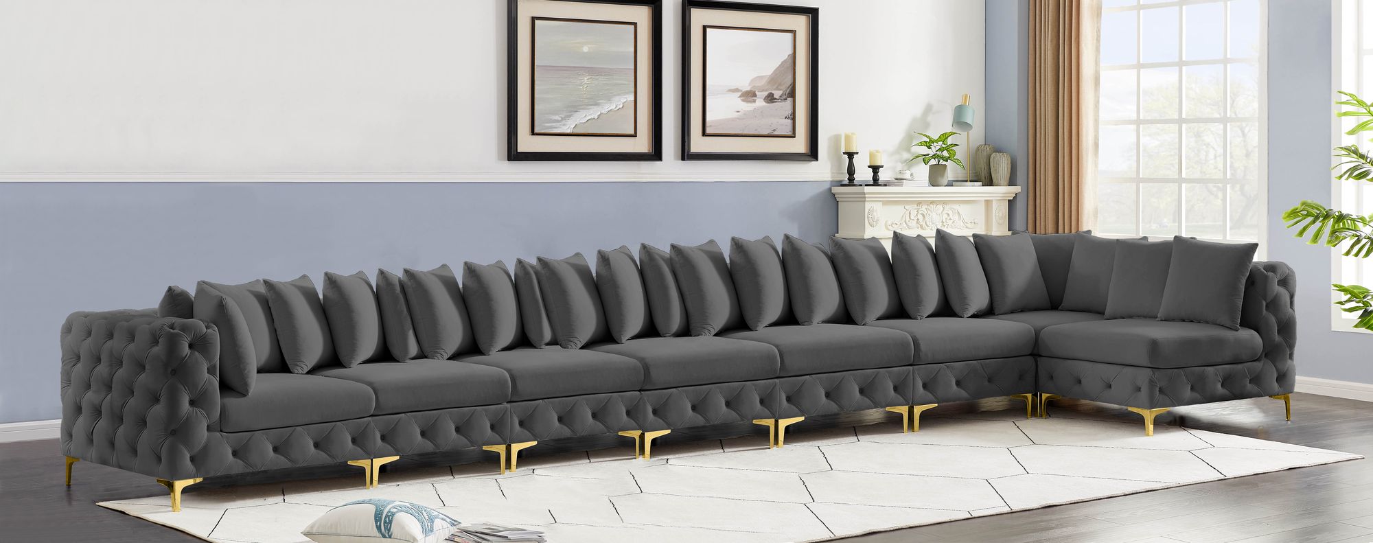 Tremblay 228" 8-Piece Velvet Modular Sectional