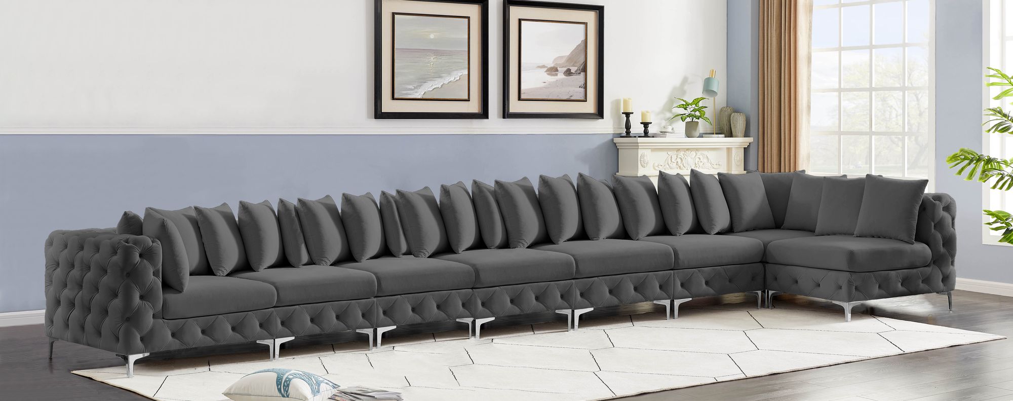 Tremblay 228" 8-Piece Velvet Modular Sectional