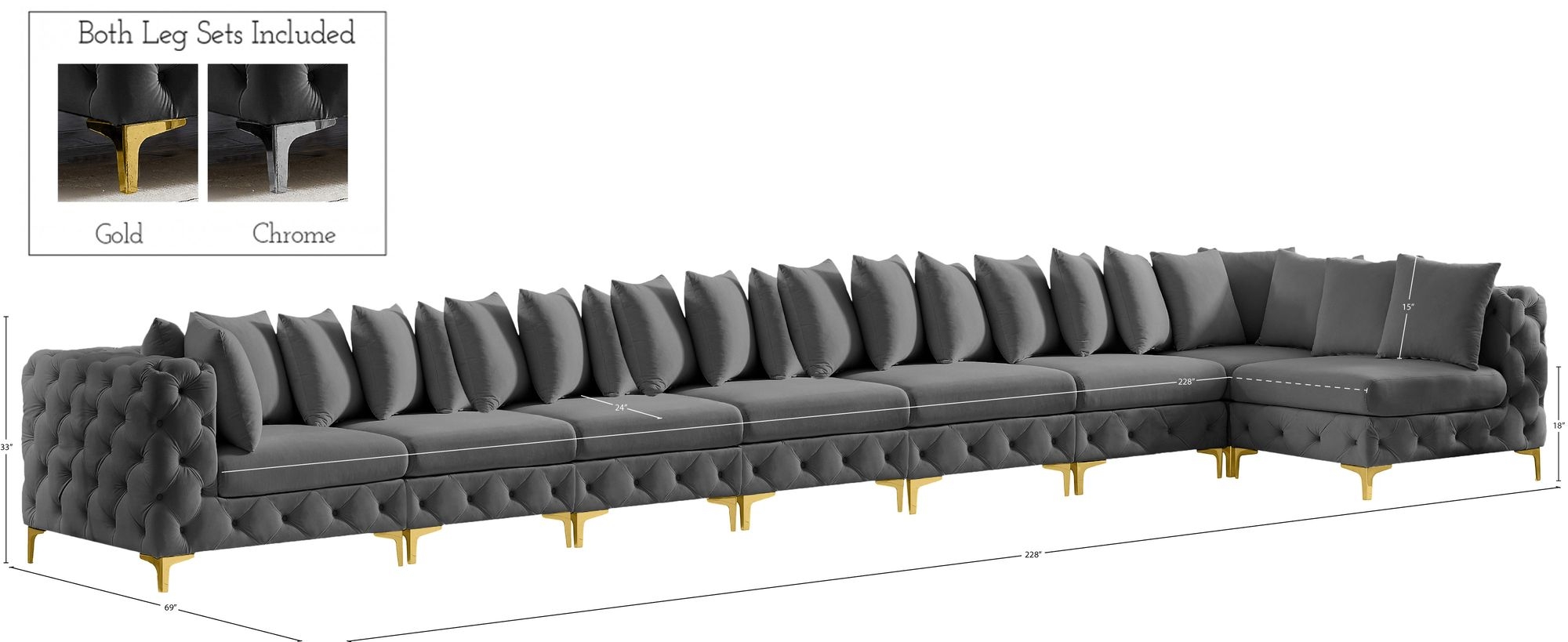 Tremblay 228" 8-Piece Velvet Modular Sectional