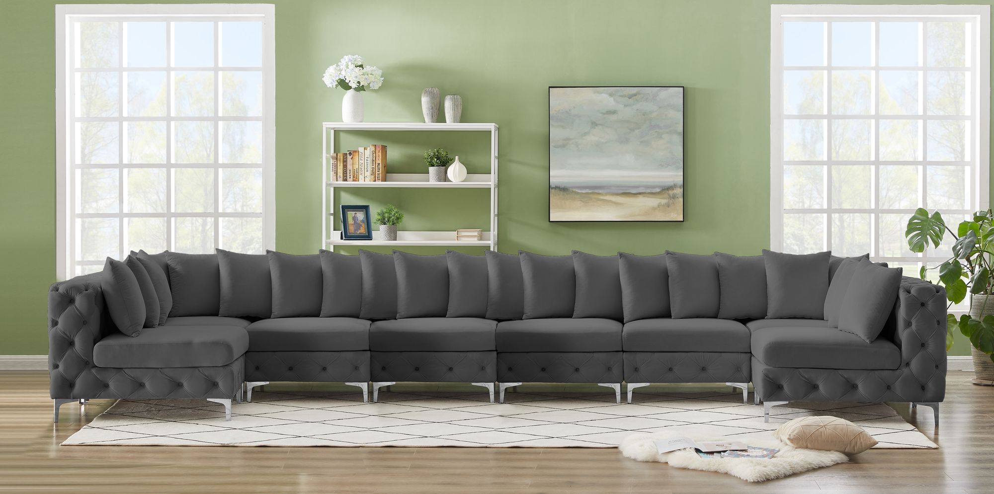 Tremblay 198" 8-Piece Velvet Modular Sectional