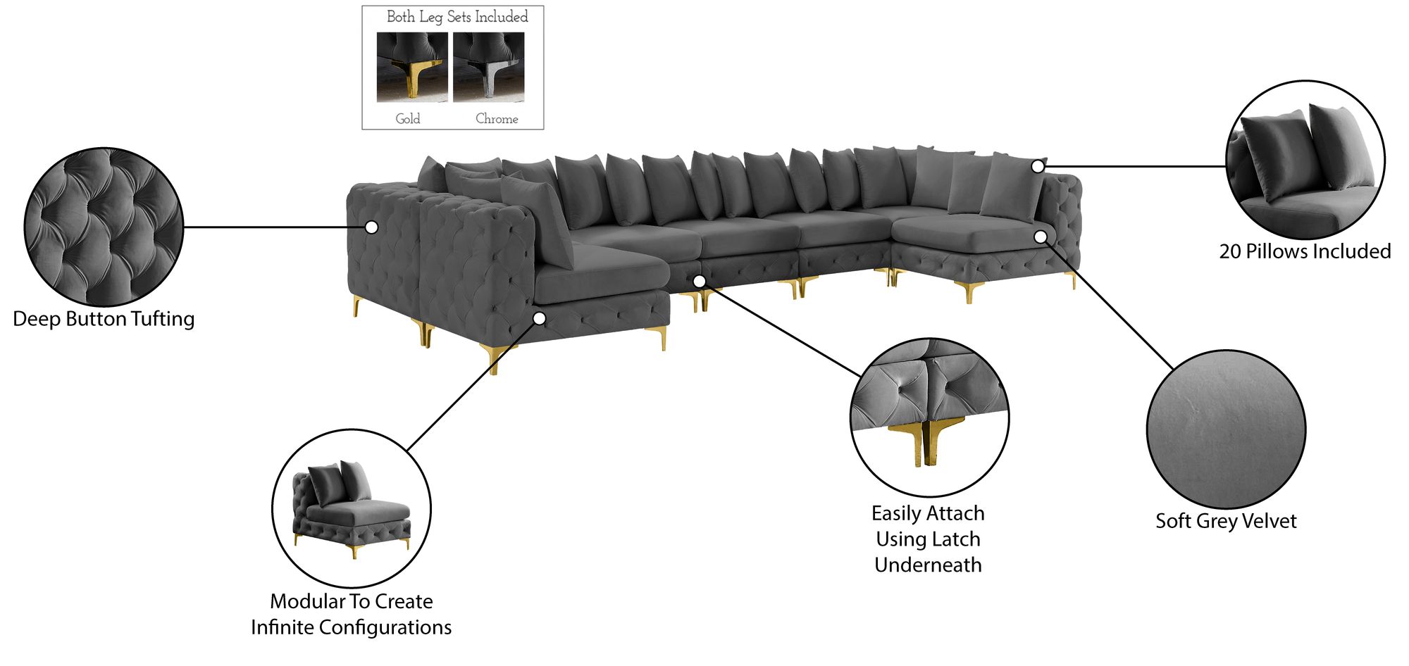 Tremblay 198" 8-Piece Velvet Modular Sectional