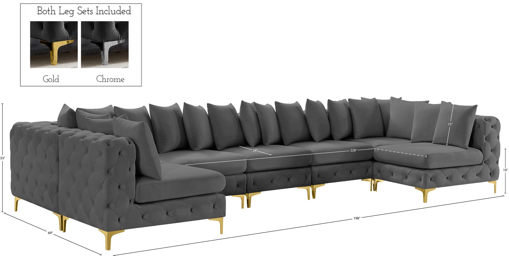 Tremblay 198" 8-Piece Velvet Modular Sectional