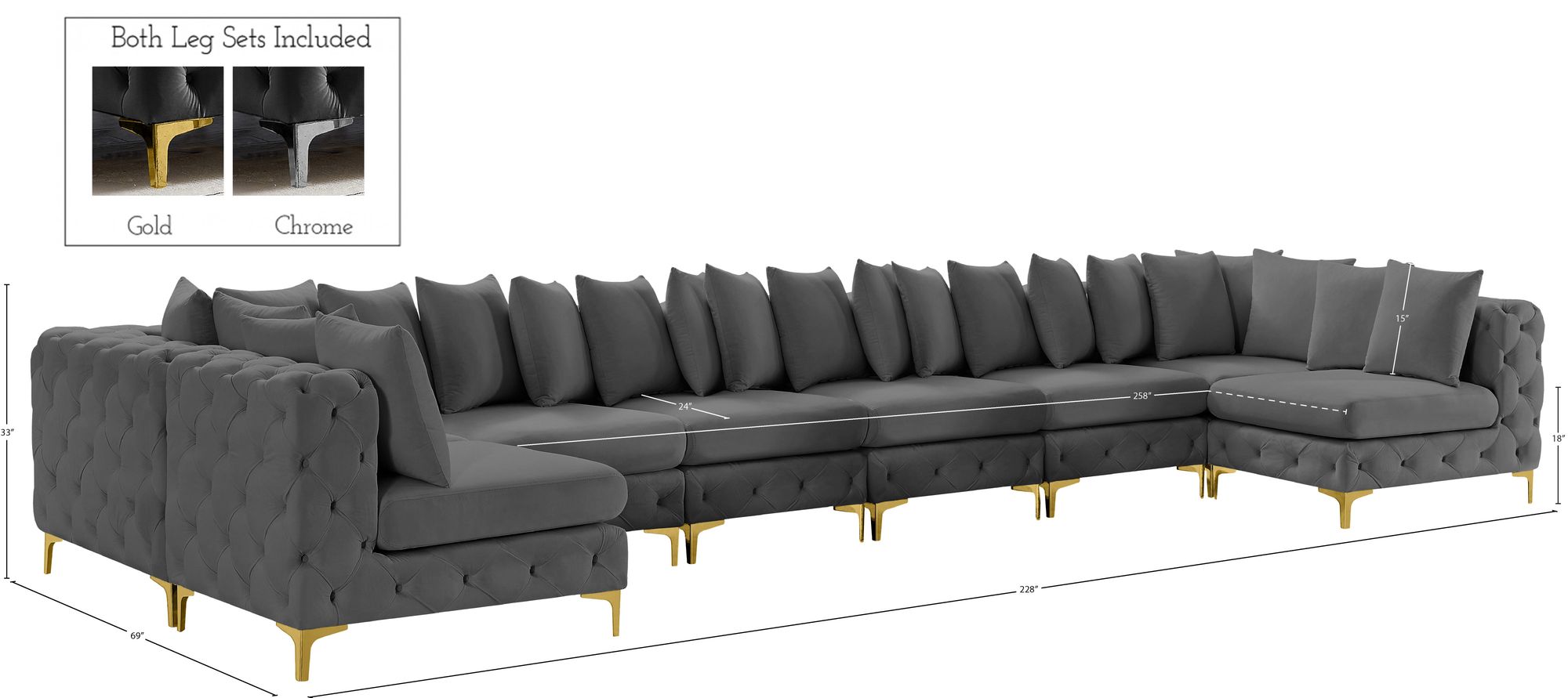 Tremblay 228" 9-Piece Velvet Modular Sectional