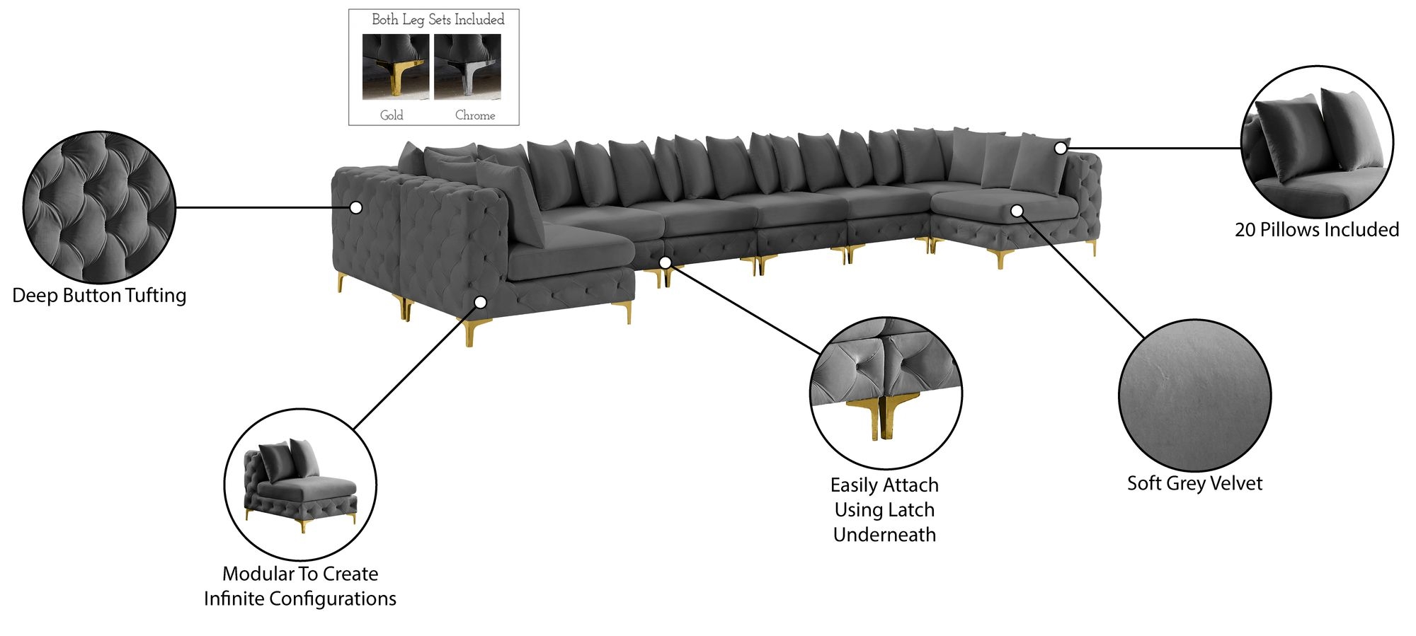 Tremblay 228" 9-Piece Velvet Modular Sectional