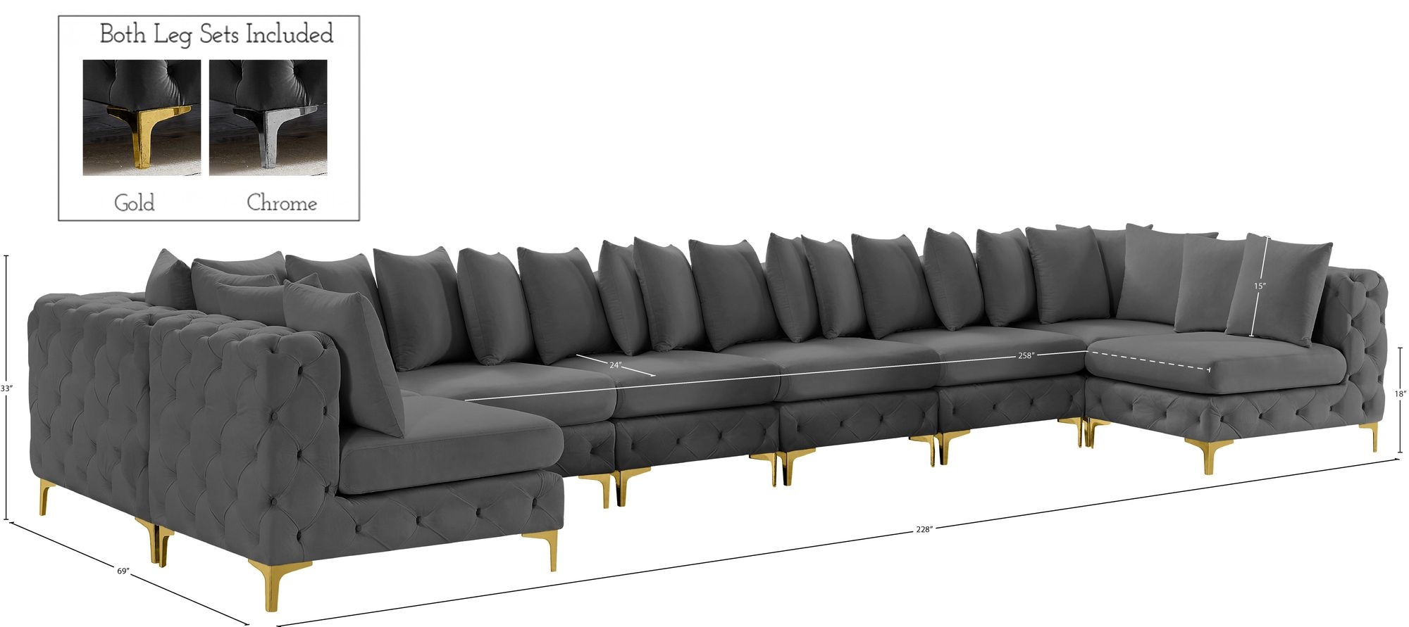 Tremblay 228" 9-Piece Velvet Modular Sectional