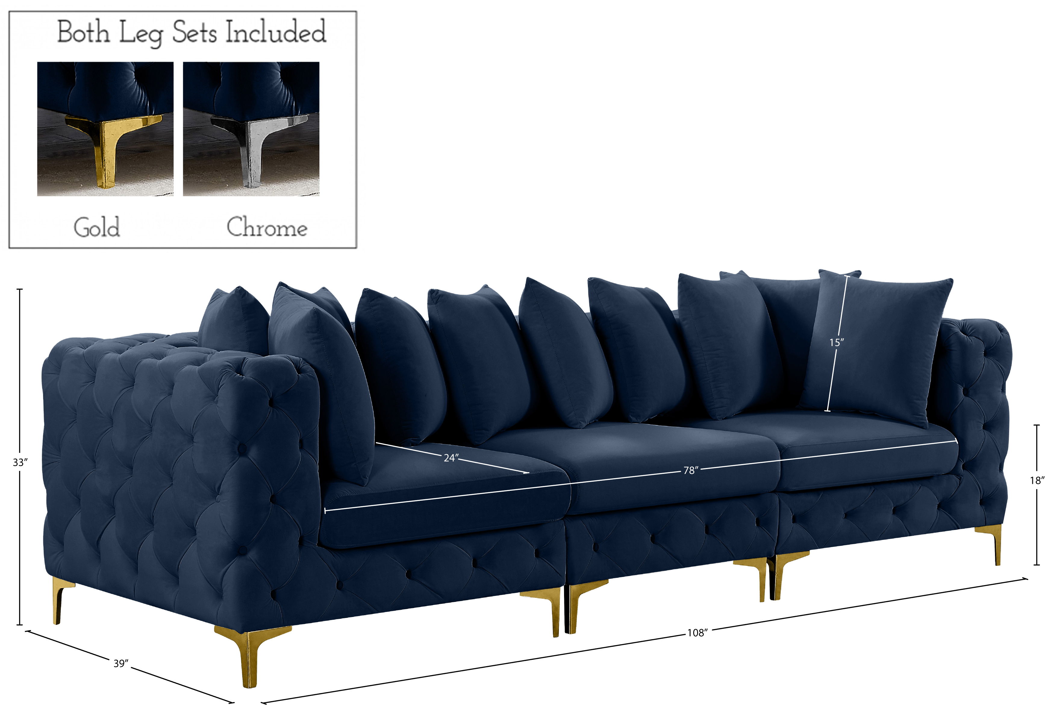 Tremblay 108" Velvet Modular Sofa