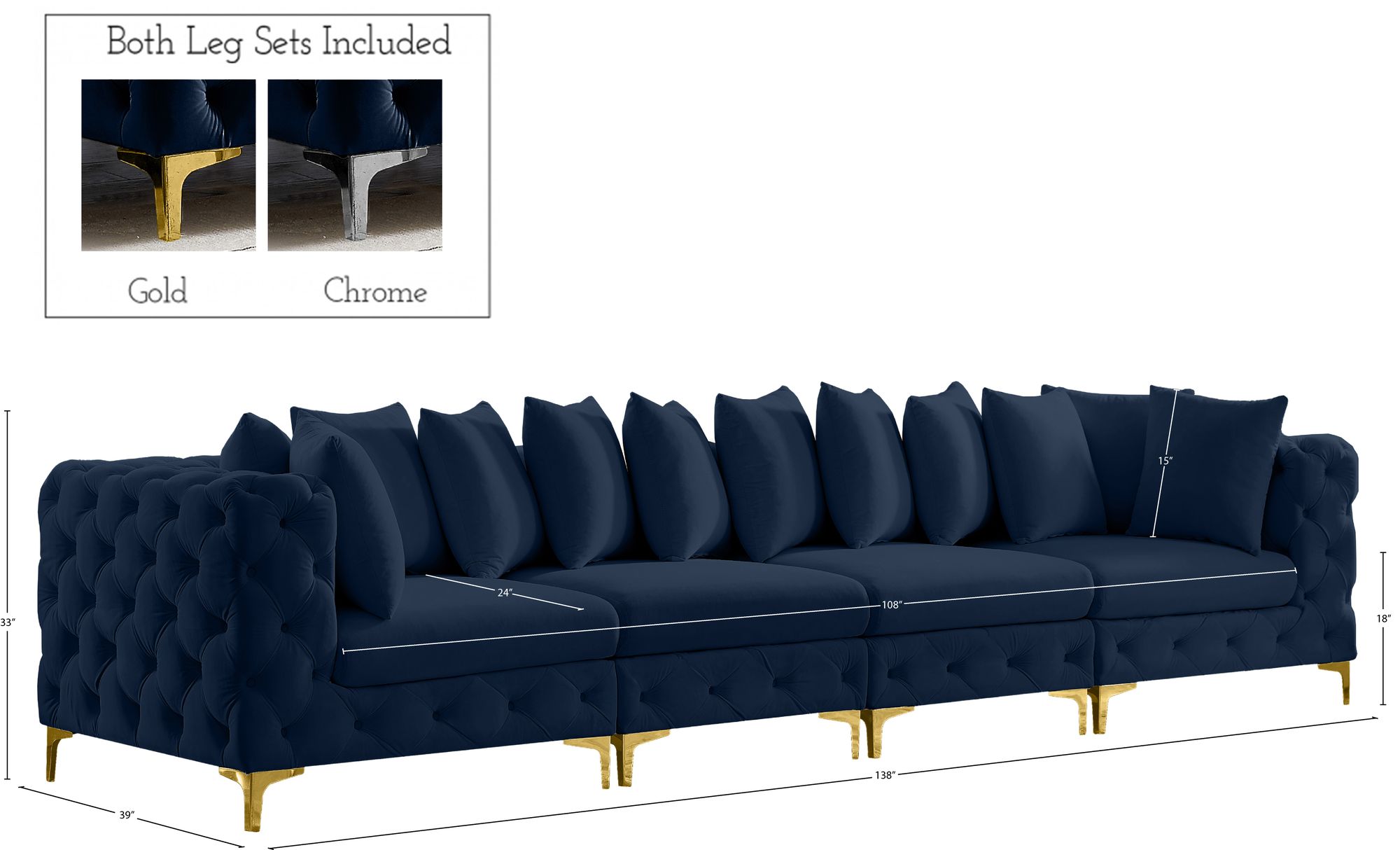 Tremblay 138" Velvet Modular Sofa