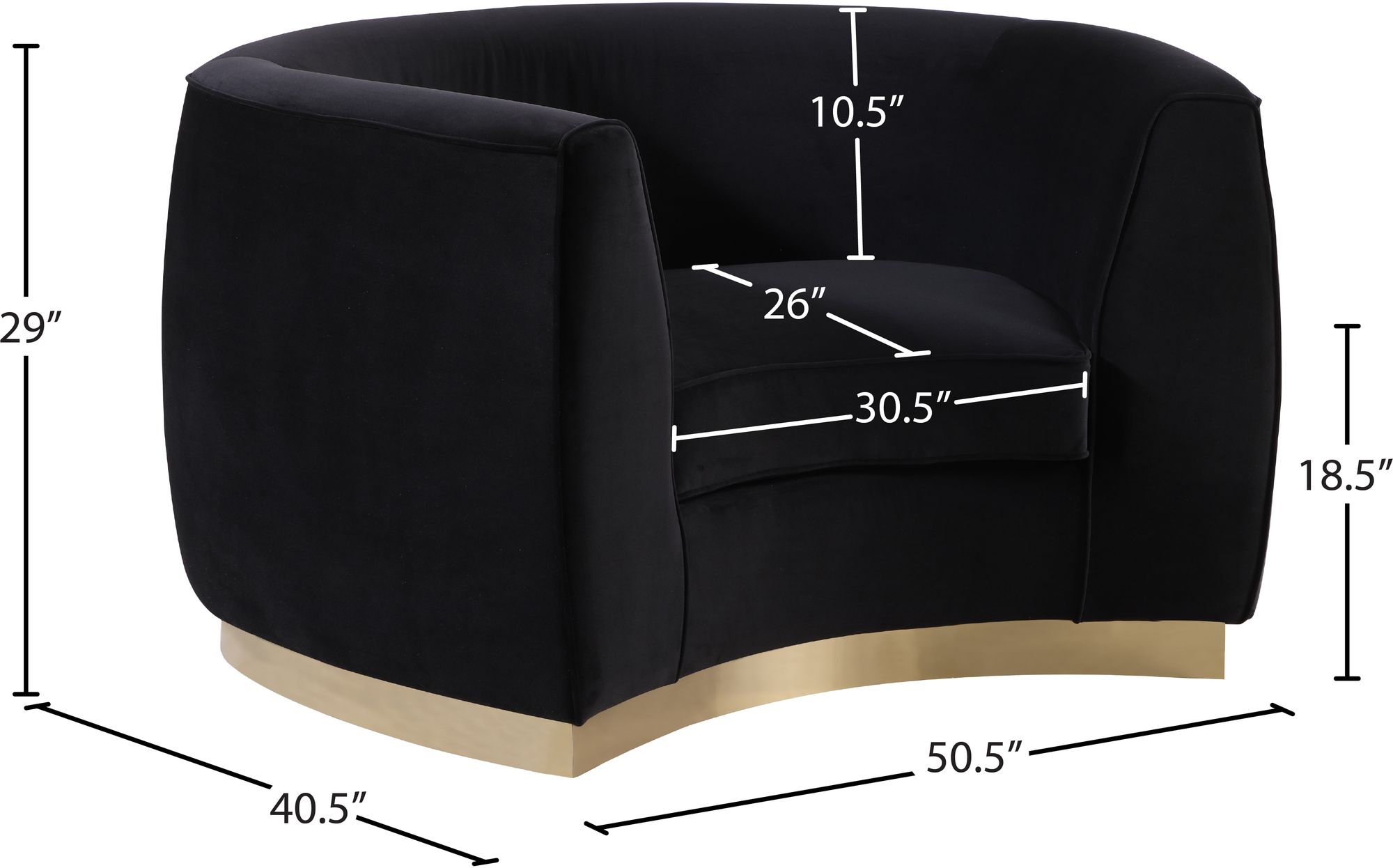 Julian Velvet Chair with Gold Stainless Steel Base