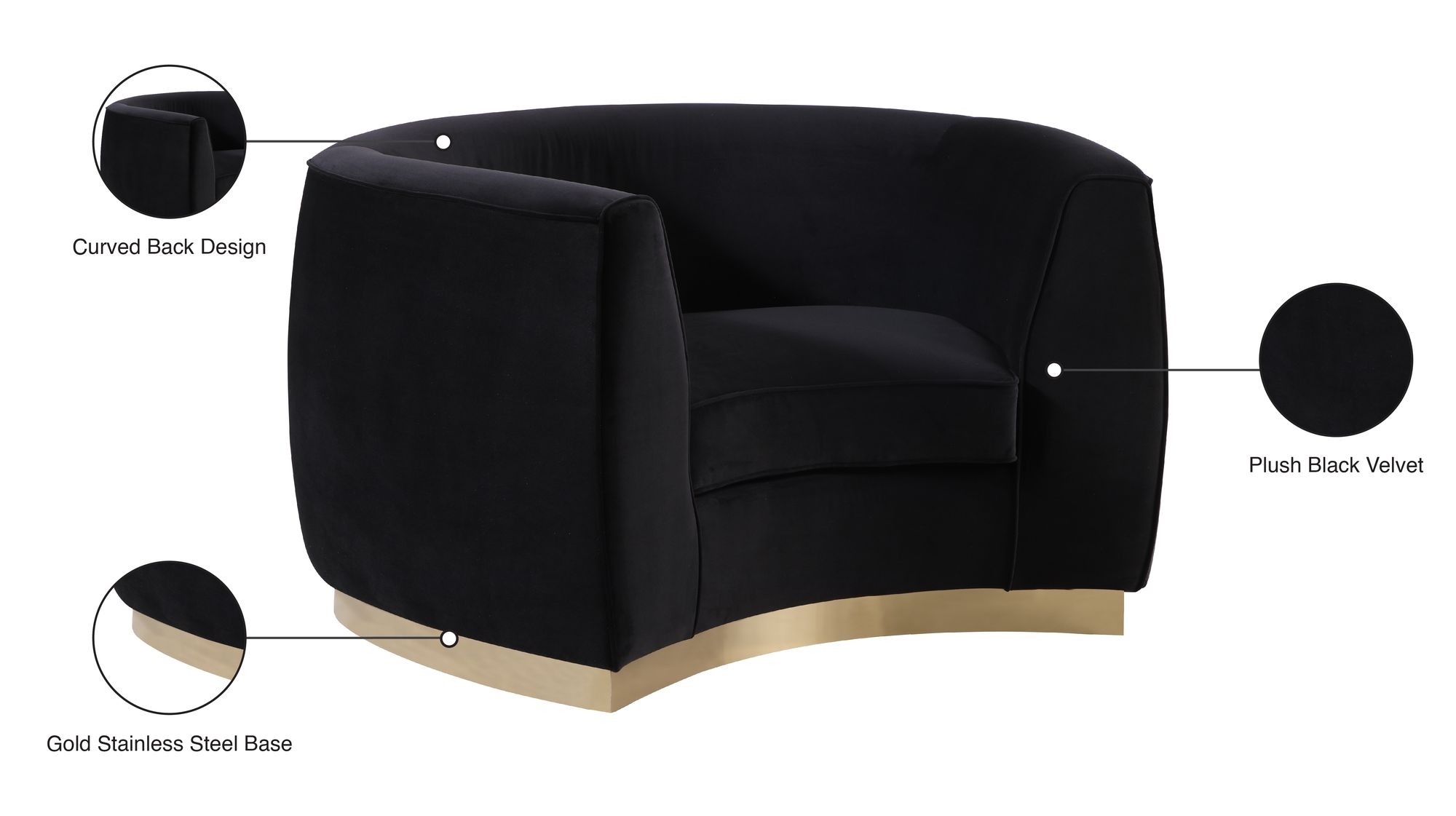 Julian Velvet Chair with Stainless Steel Base