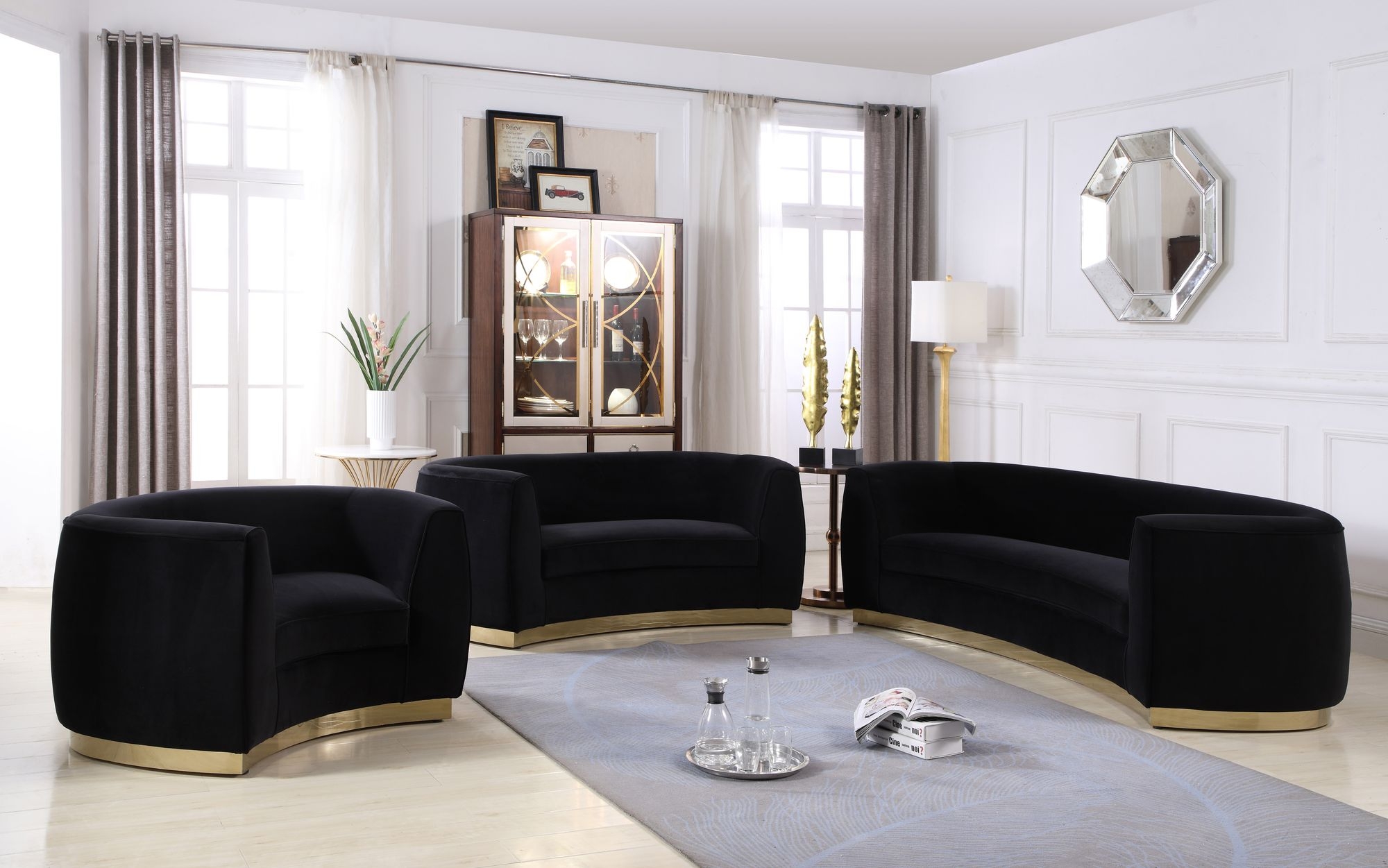 Julian Velvet Loveseat with Stainless Steel Base