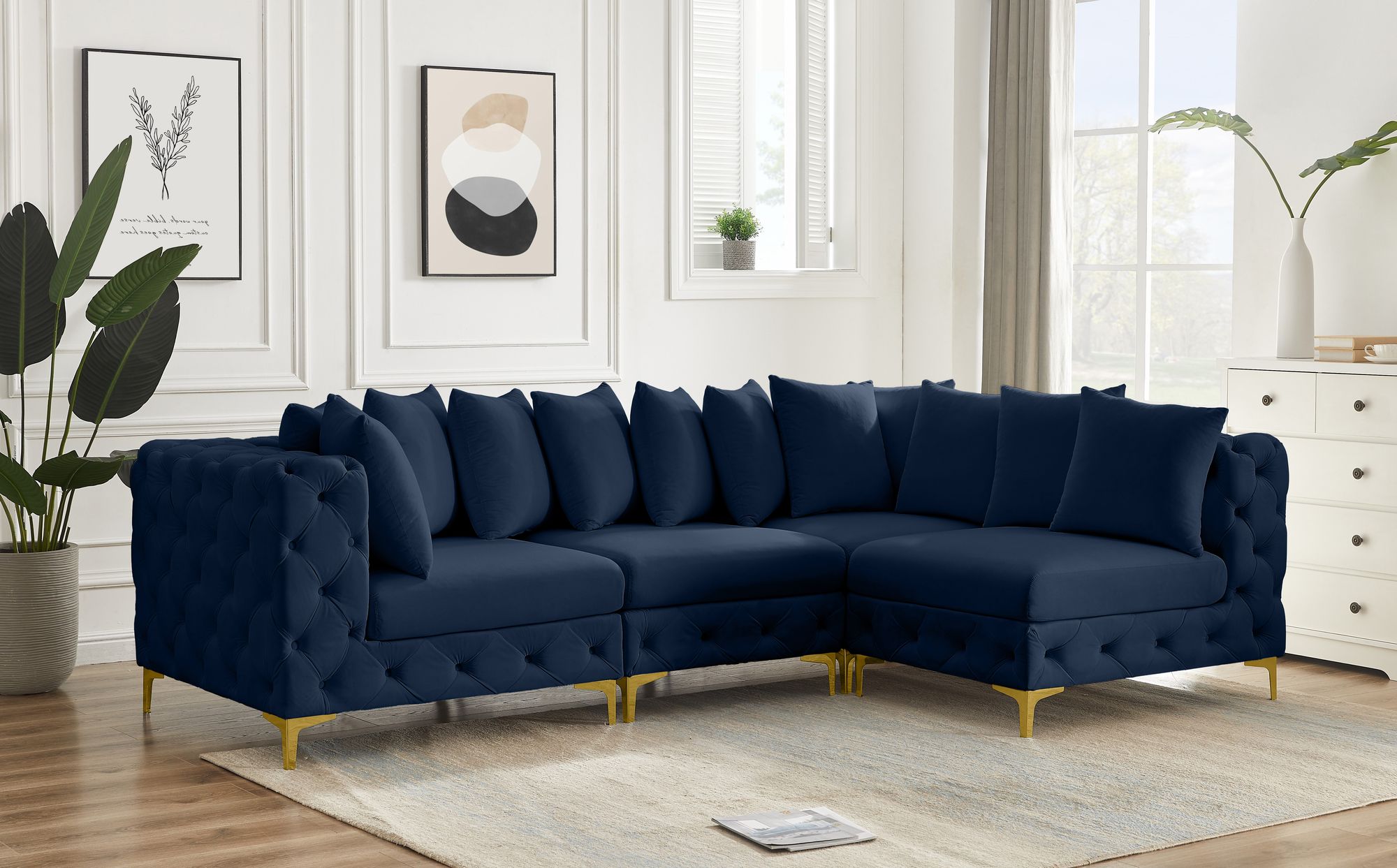 Tremblay 108" 4-Piece Velvet Modular Sectional