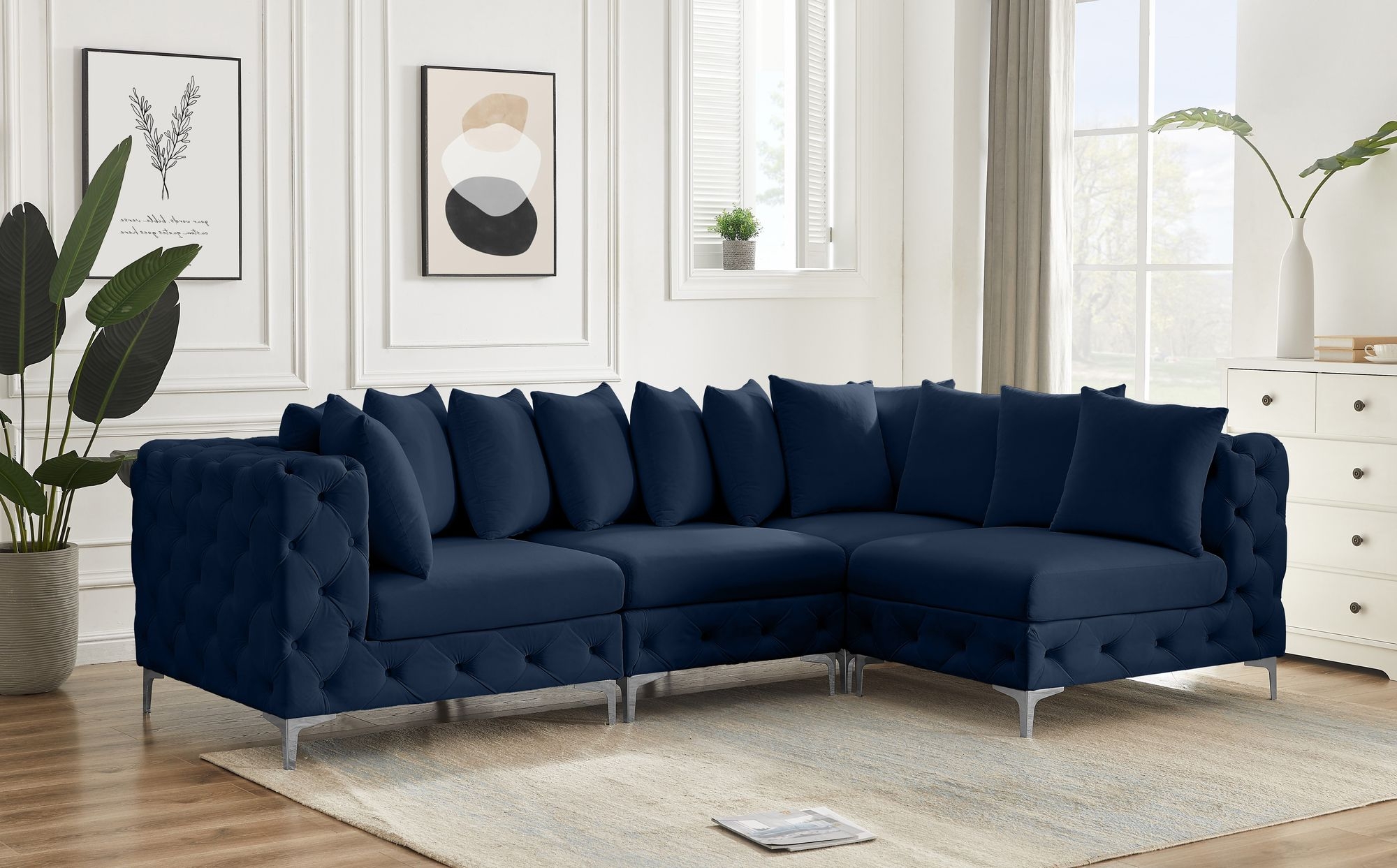 Tremblay 108" 4-Piece Velvet Modular Sectional