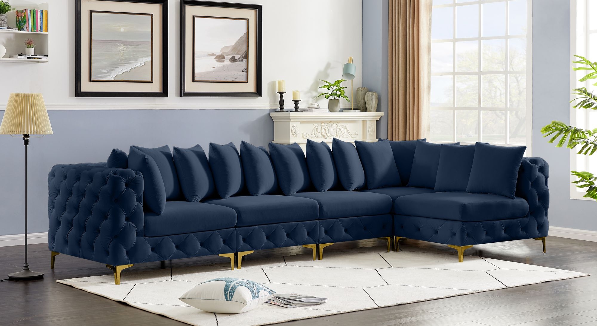 Tremblay 138" 5-Piece Velvet Modular Sectional