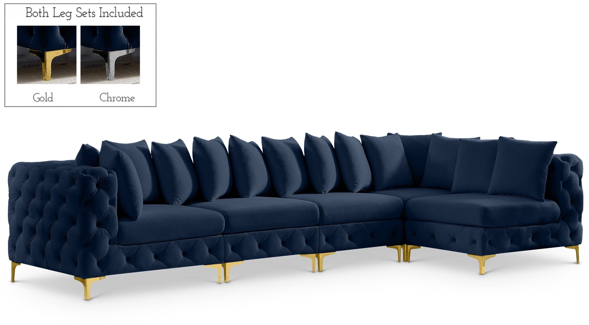 Tremblay 138" 5-Piece Velvet Modular Sectional