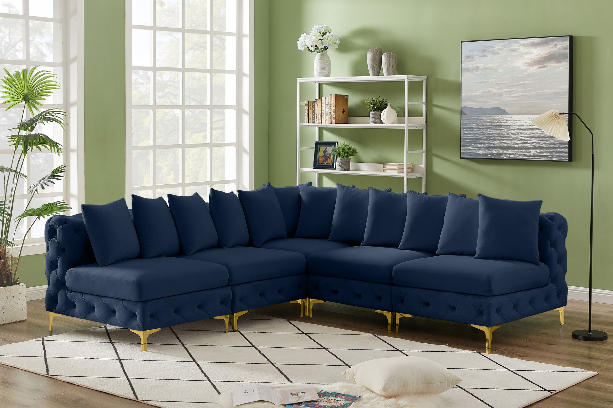 Tremblay 99" 5-Piece Velvet Modular Sectional