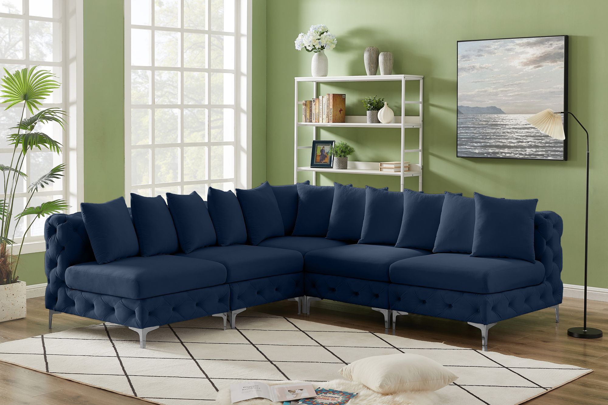 Tremblay 99" 5-Piece Velvet Modular Sectional