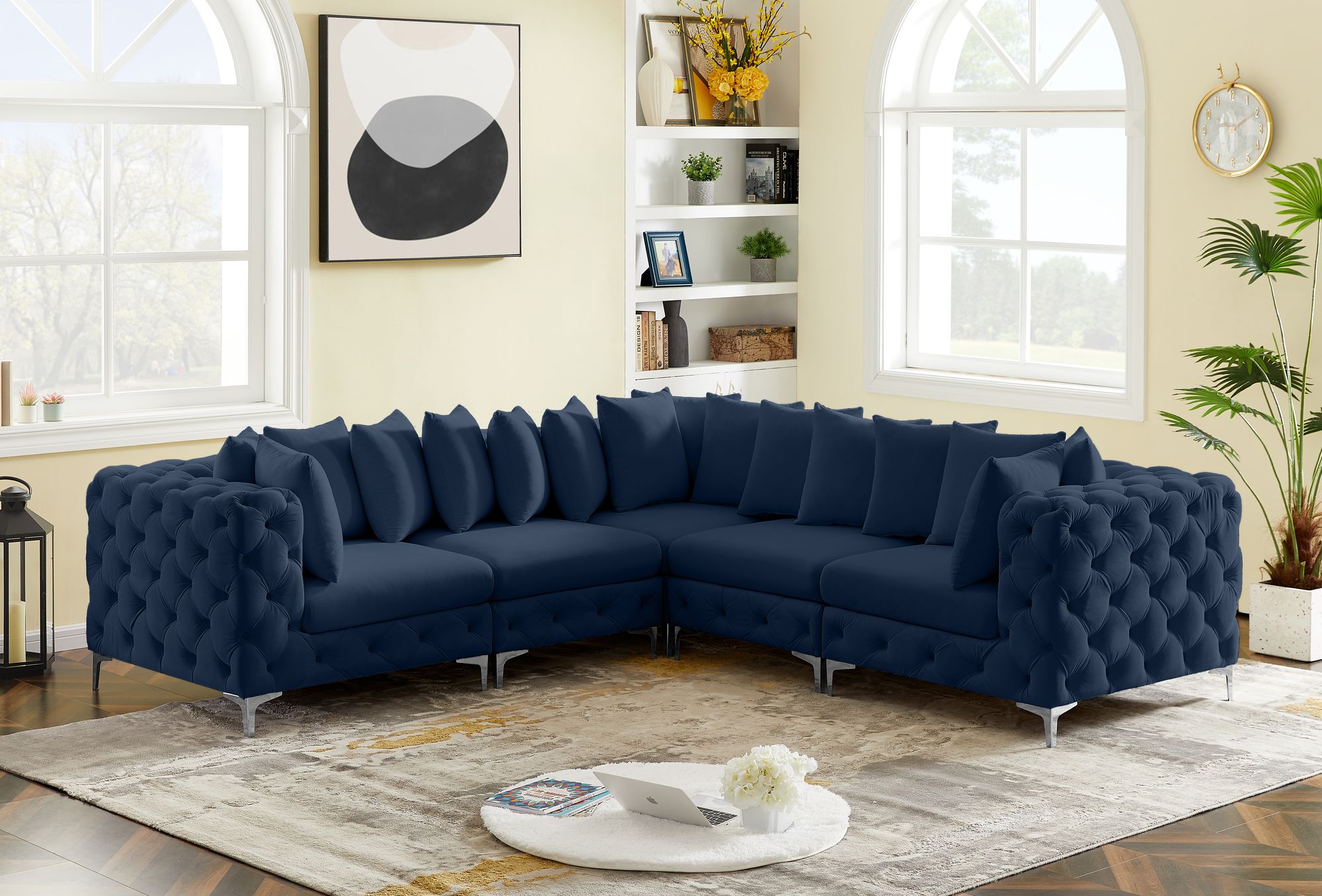 Tremblay 108" 5-Piece Velvet Modular Corner Sectional