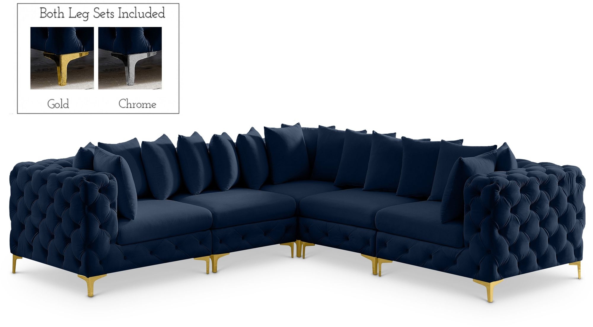Tremblay 108" 5-Piece Velvet Modular Corner Sectional