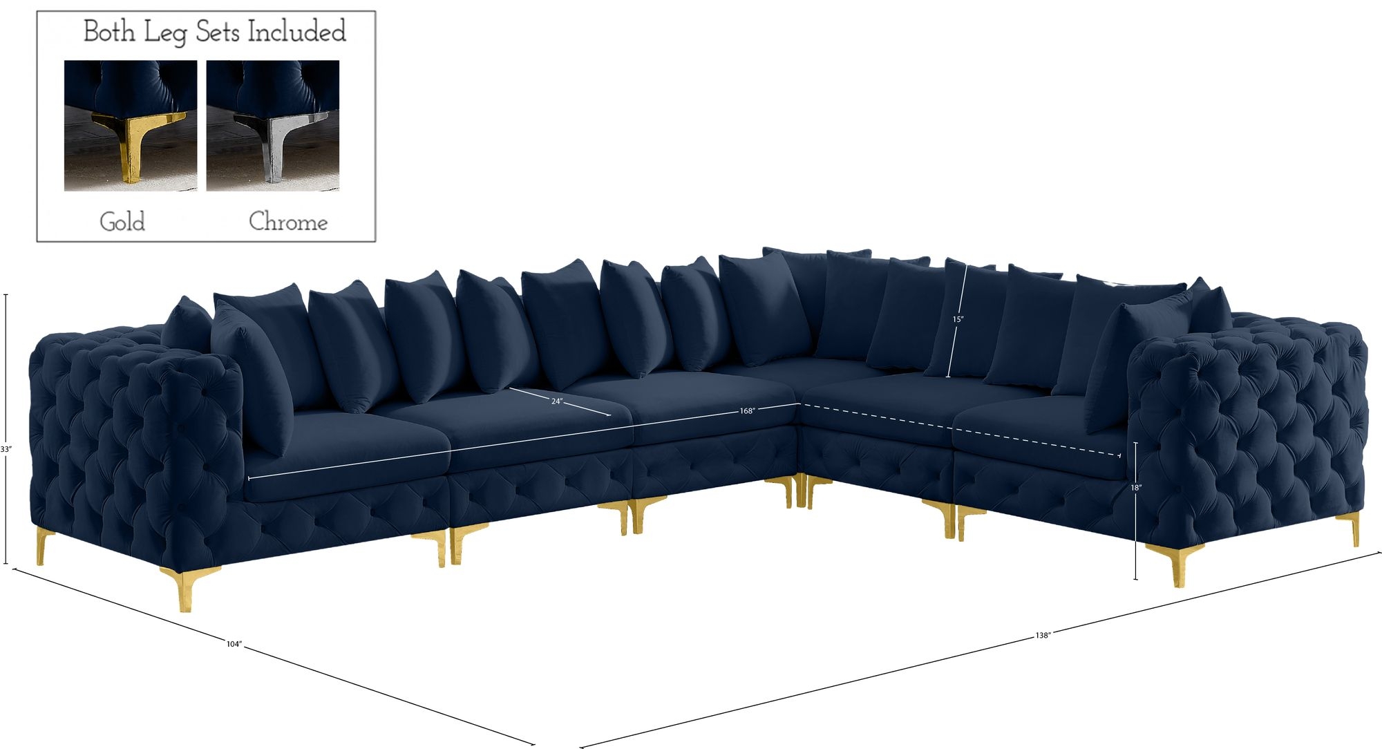 Tremblay 138" 6-Piece Velvet Modular Sectional