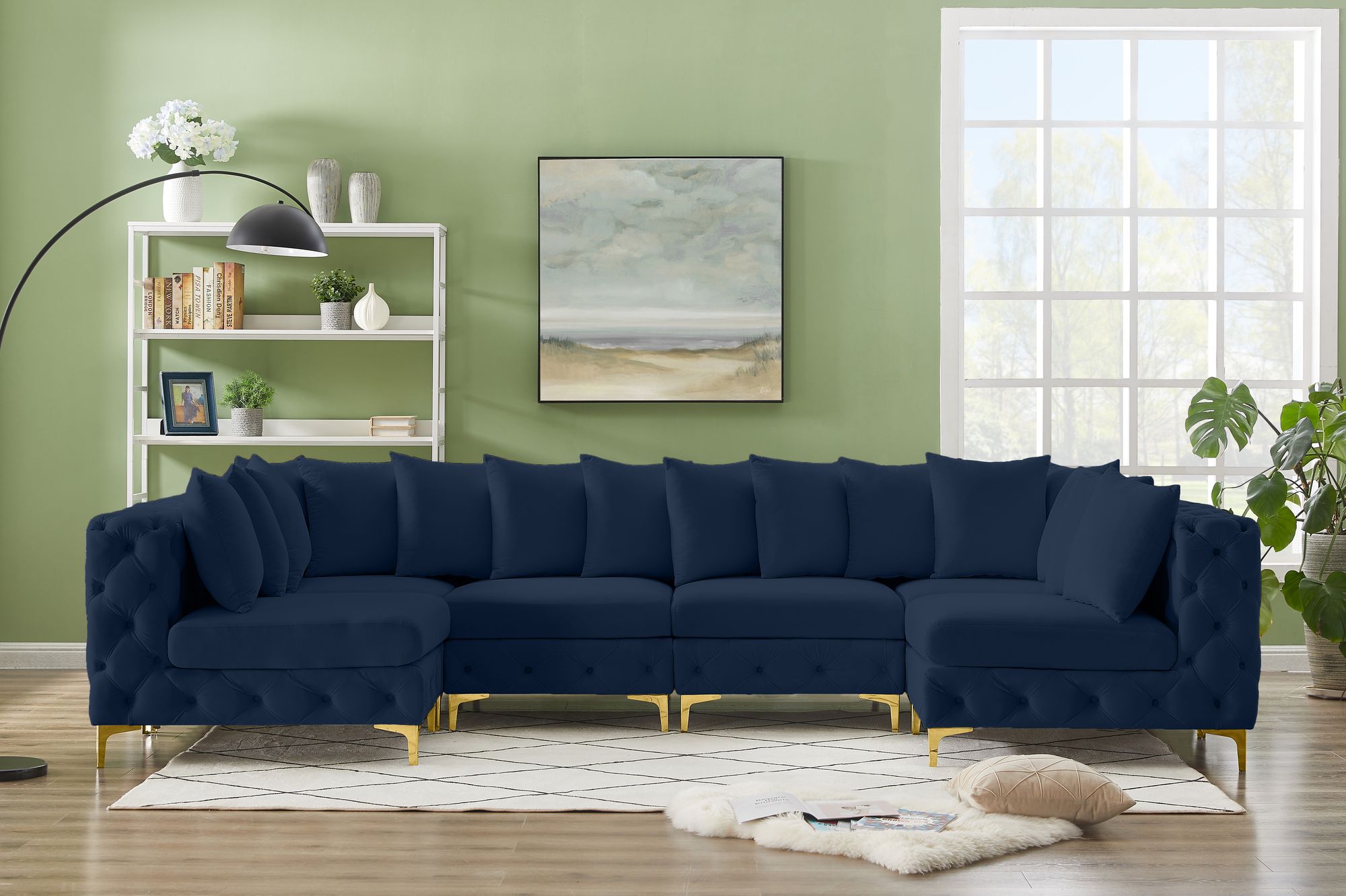 Tremblay 138" 6-Piece Velvet Modular U-Shape Sectional