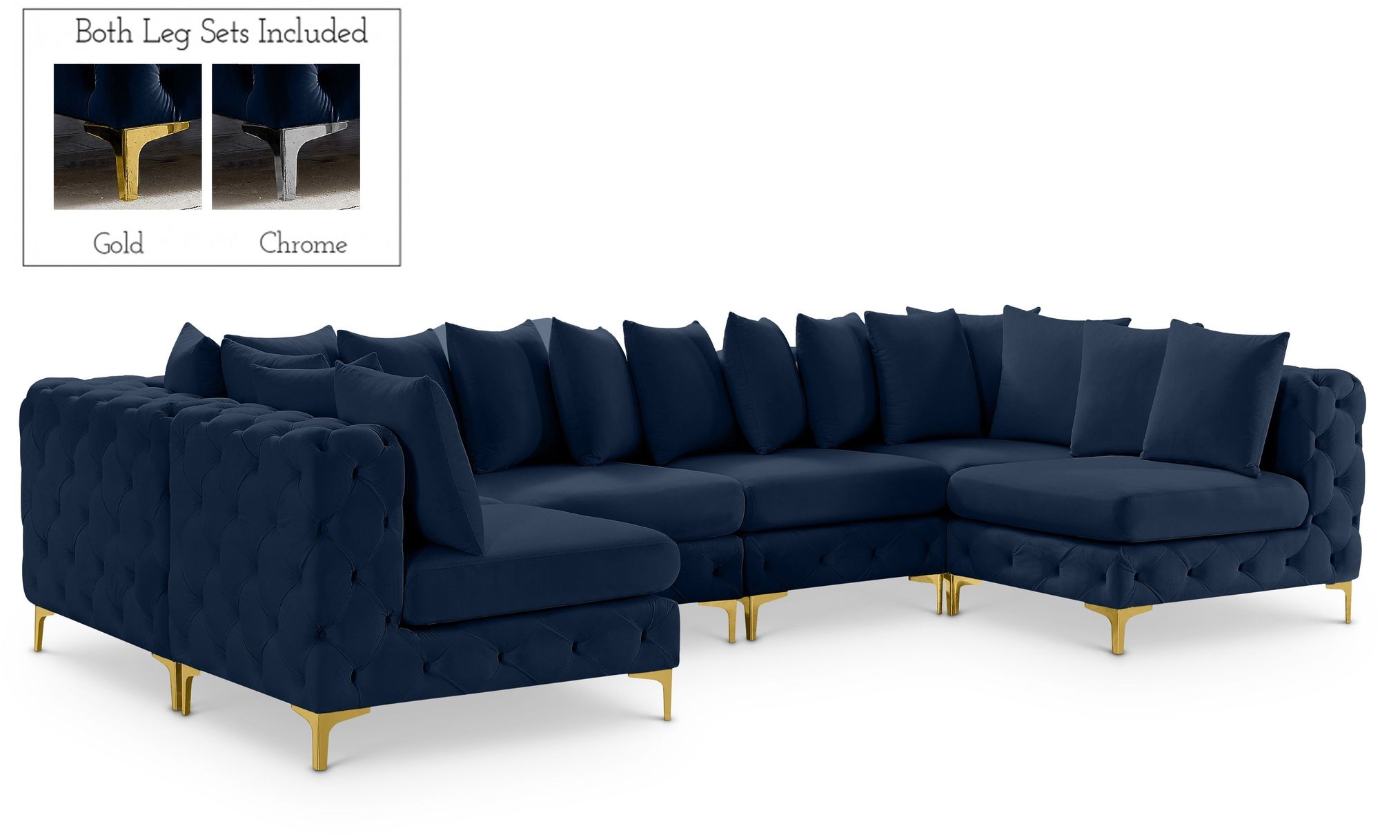 Tremblay 138" 6-Piece Velvet Modular U-Shape Sectional