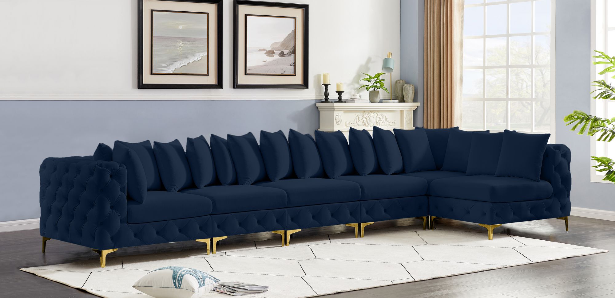 Tremblay 168" 6-Piece Velvet Modular Sectional