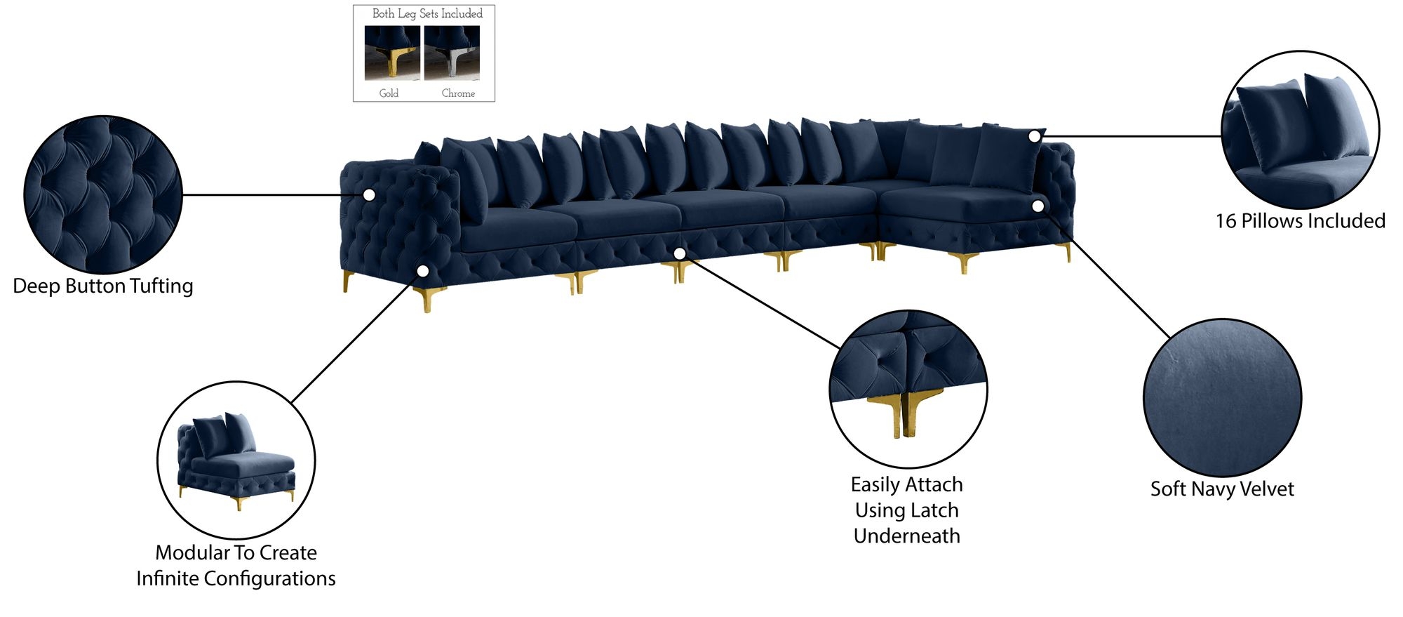 Tremblay 168" 6-Piece Velvet Modular Sectional