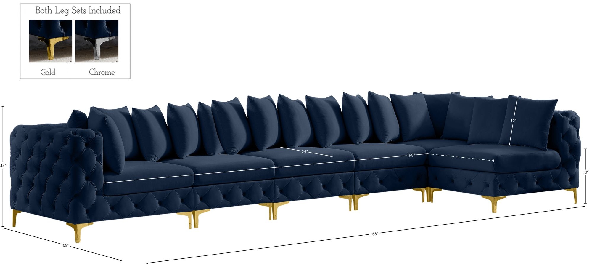 Tremblay 168" 6-Piece Velvet Modular Sectional