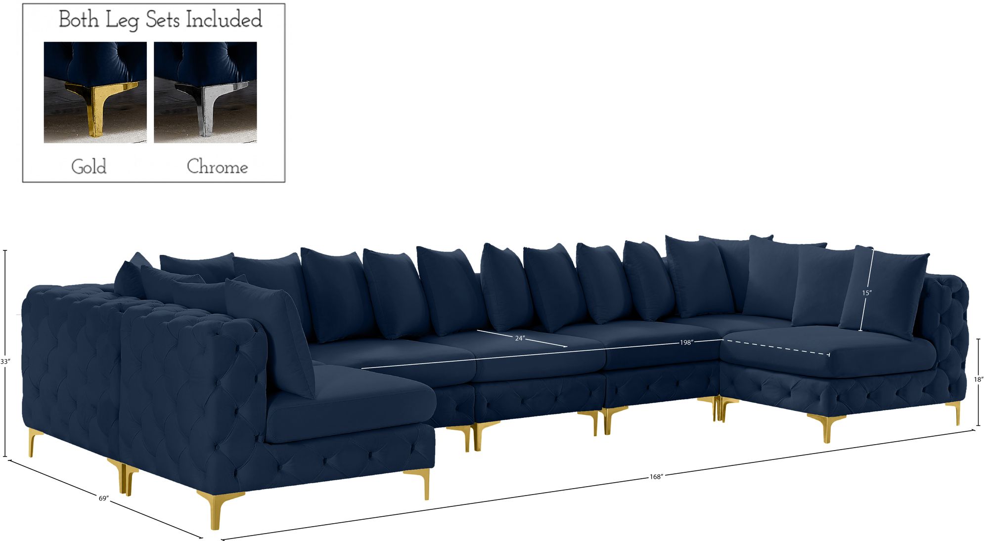 Tremblay 168" 7-Piece Velvet Modular Sectional
