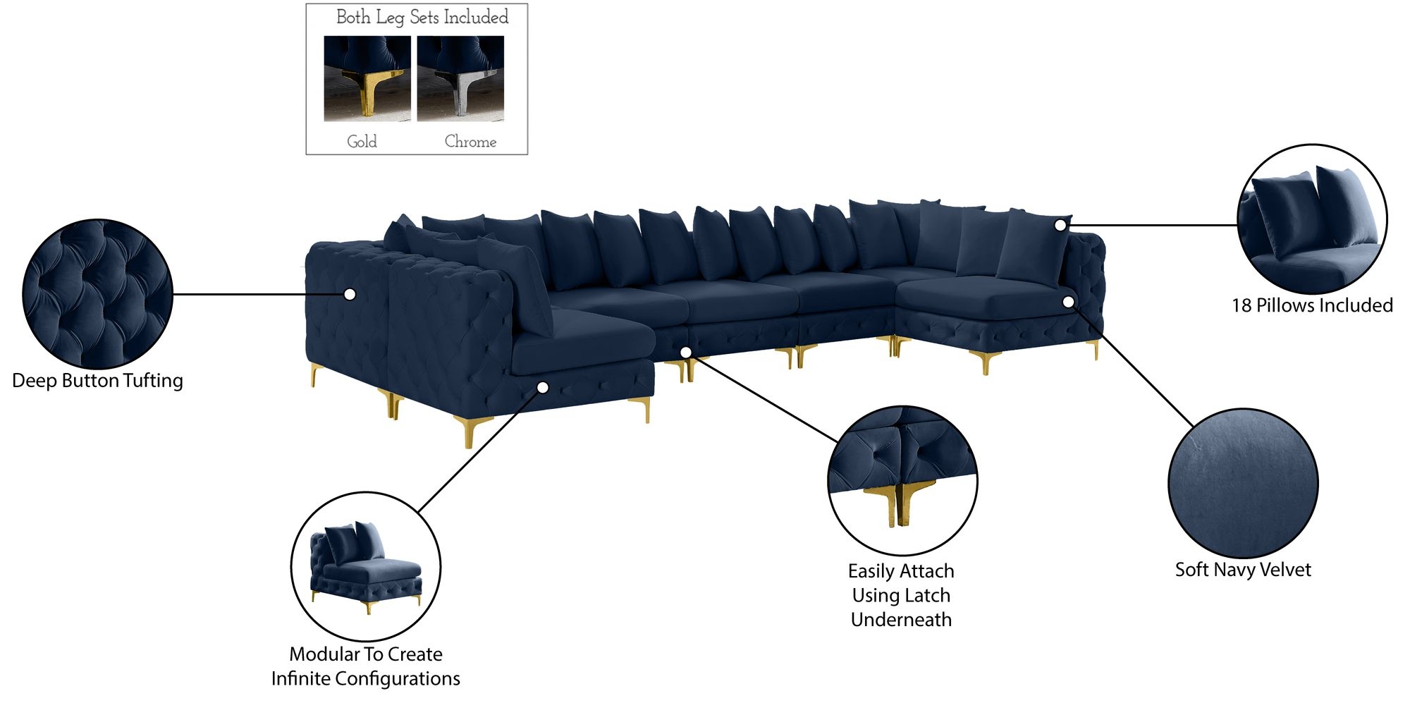 Tremblay 168" 7-Piece Velvet Modular Sectional