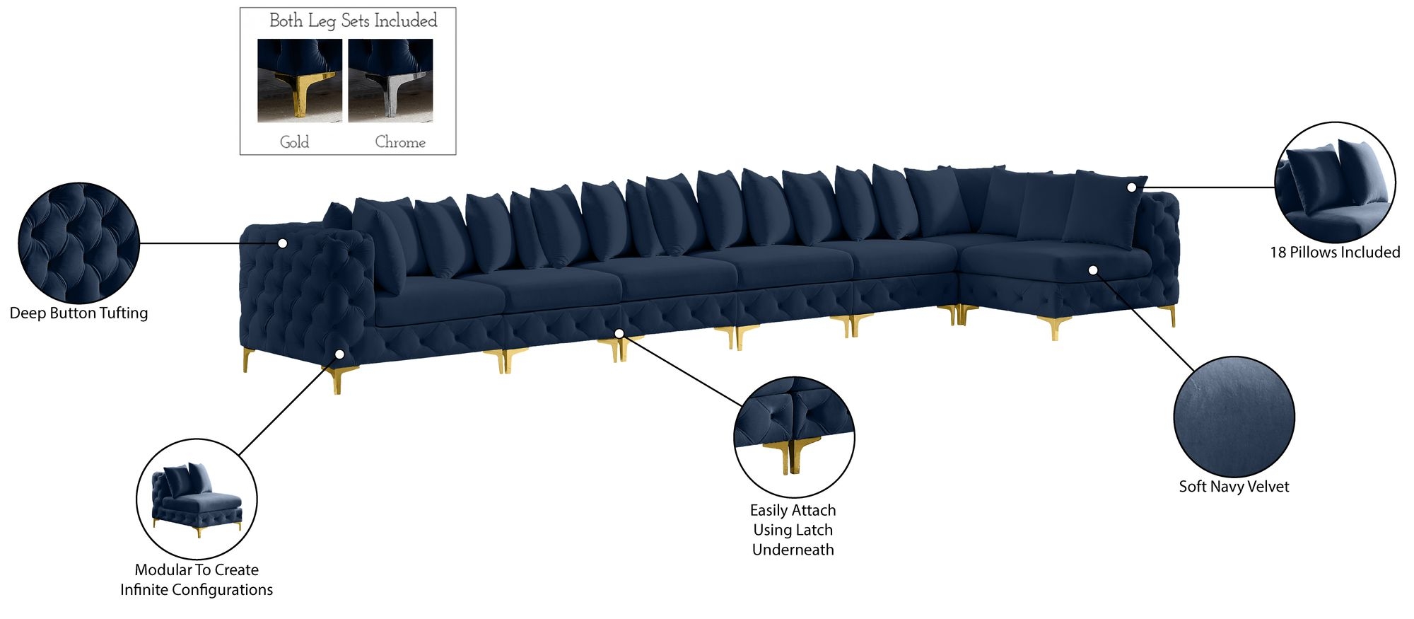 Tremblay 198" 7-Piece Velvet Modular Sectional