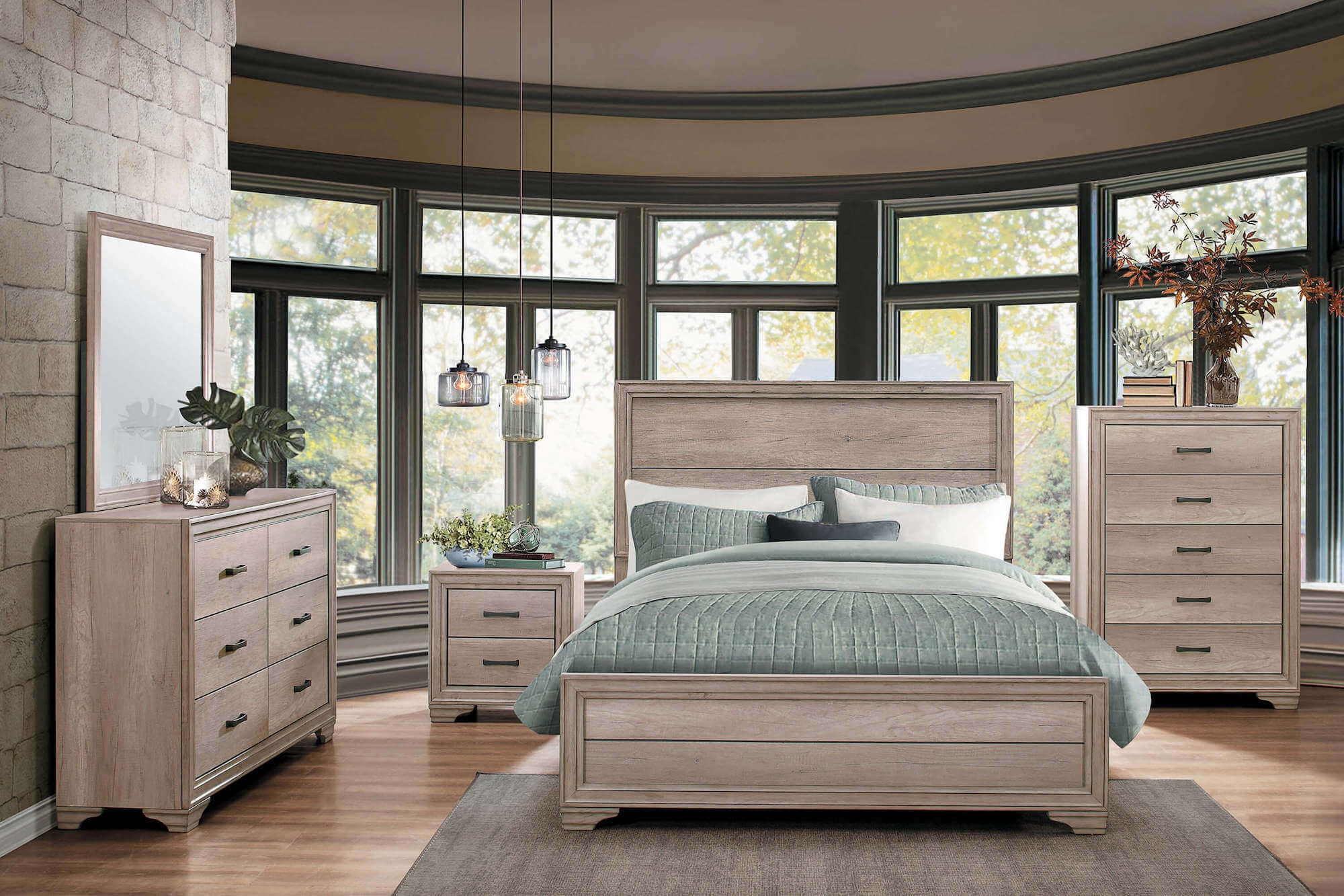 Lonan Melamine/Wood Bedroom Set