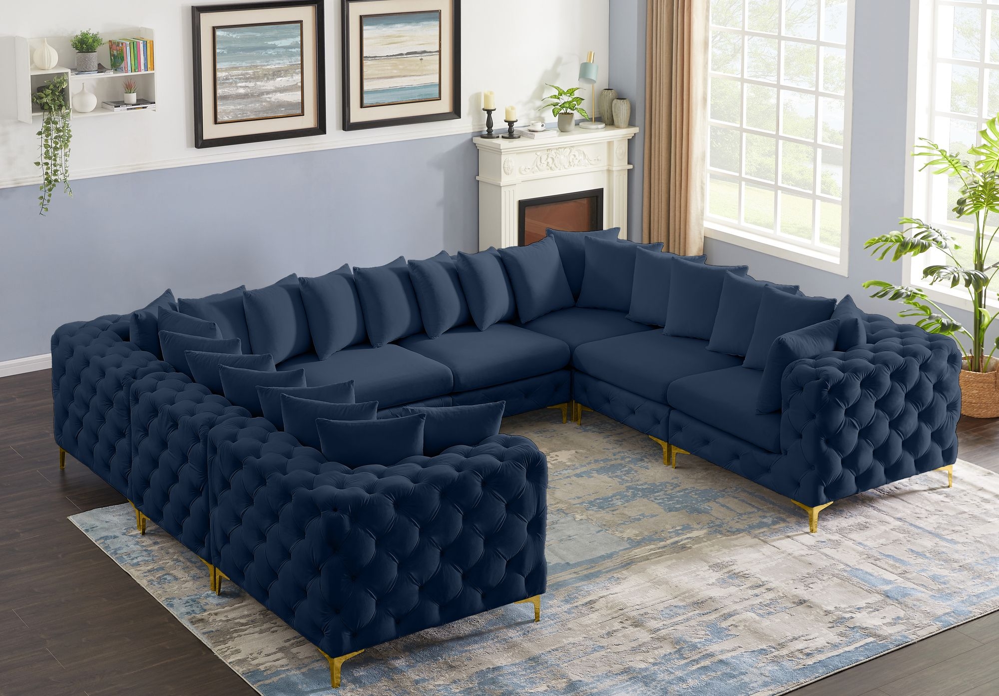 Tremblay 138" 8-Piece Velvet Modular Sectional
