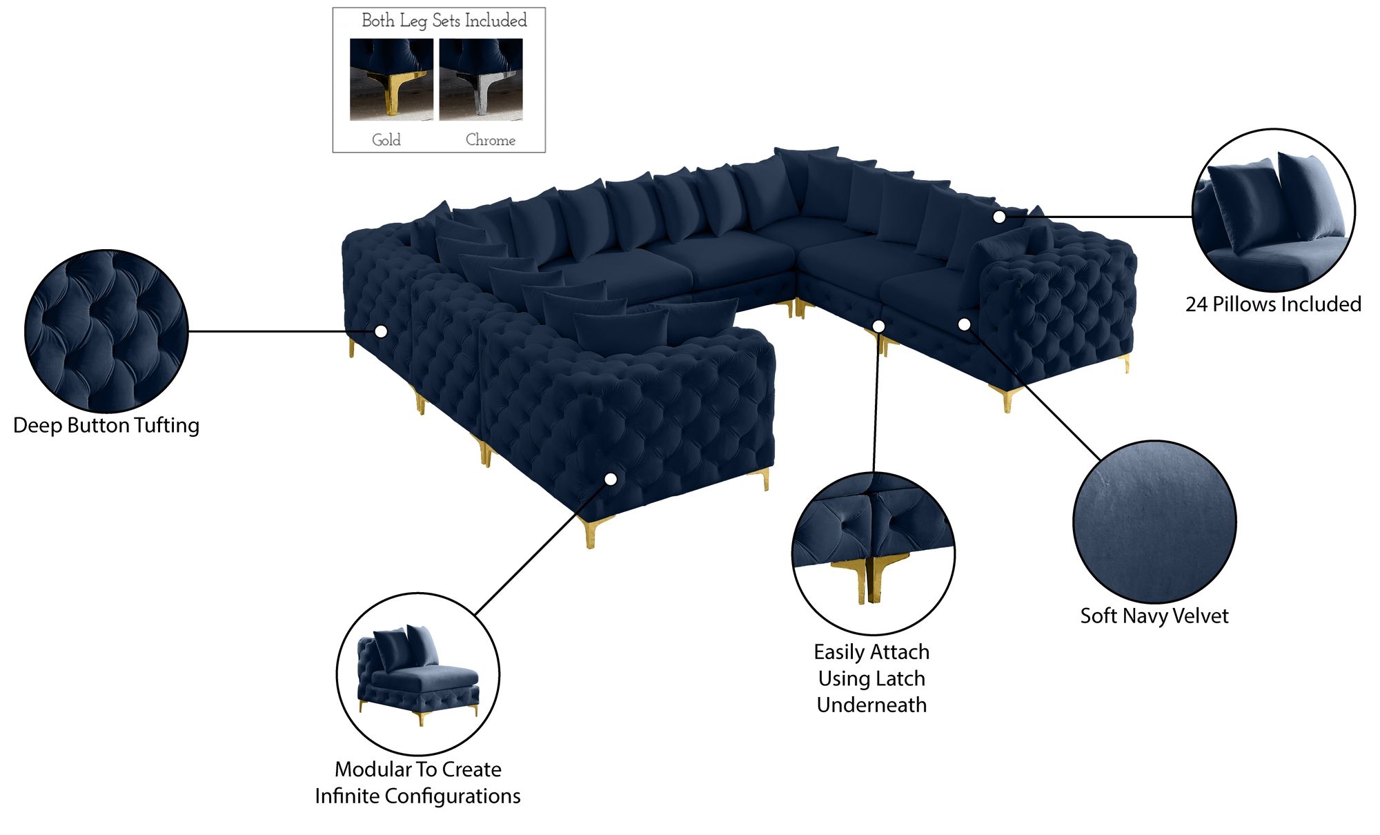 Tremblay 138" 8-Piece Velvet Modular Sectional