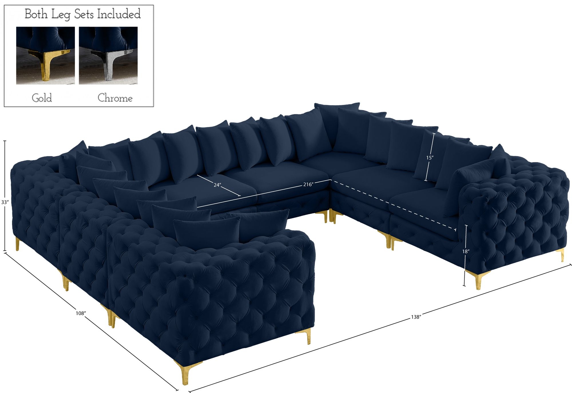 Tremblay 138" 8-Piece Velvet Modular Sectional