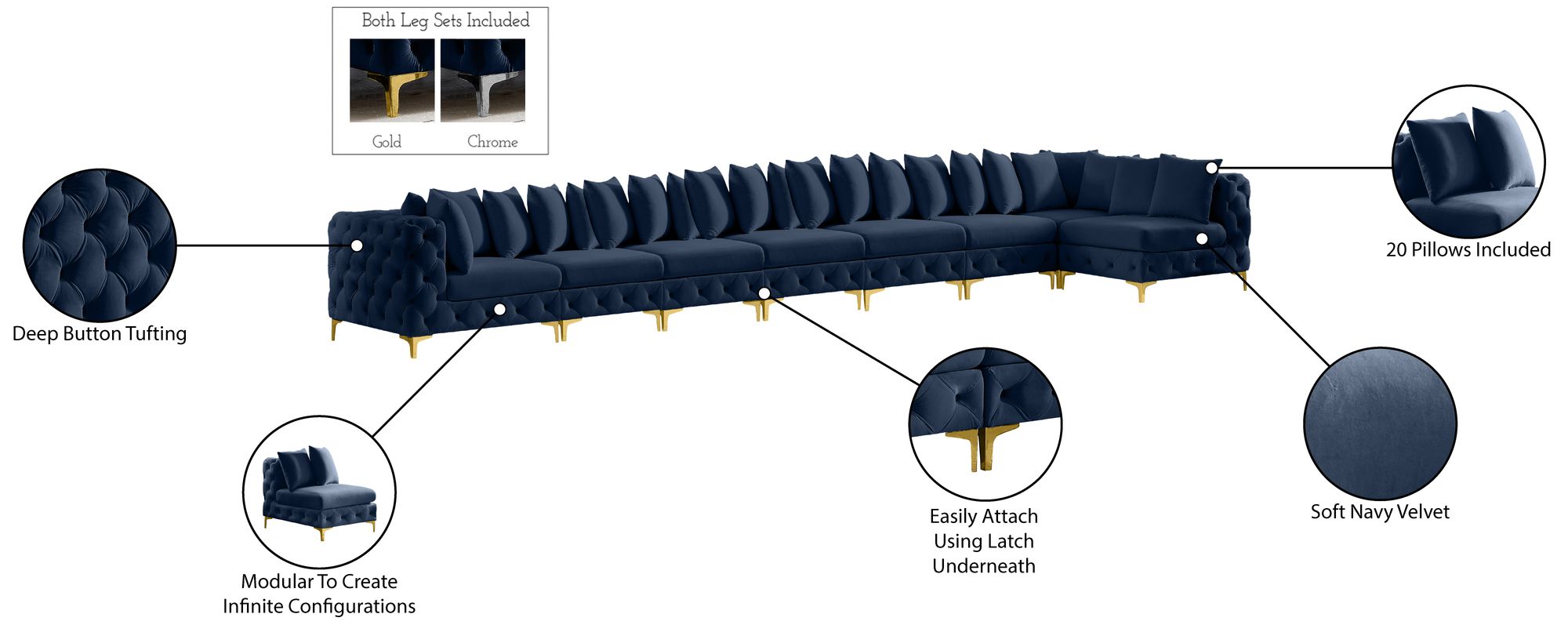 Tremblay 228" 8-Piece Velvet Modular Sectional