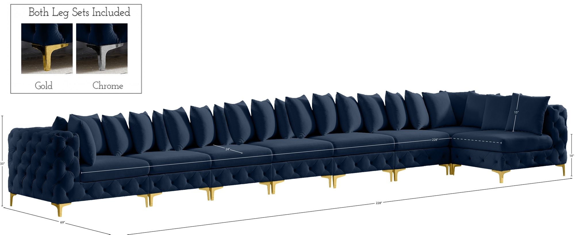 Tremblay 228" 8-Piece Velvet Modular Sectional