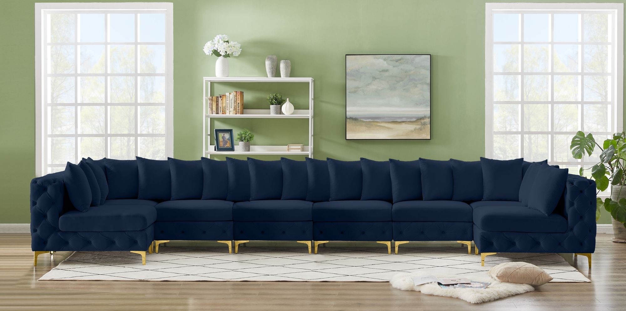 Tremblay 198" 8-Piece Velvet Modular Sectional