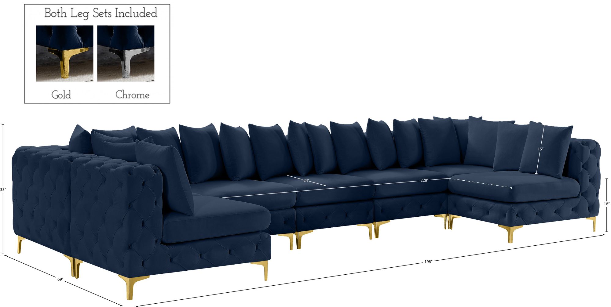 Tremblay 198" 8-Piece Velvet Modular Sectional