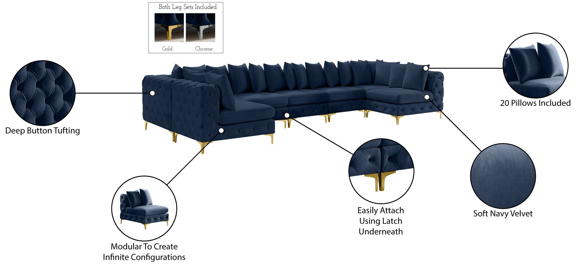 Tremblay 198" 8-Piece Velvet Modular Sectional