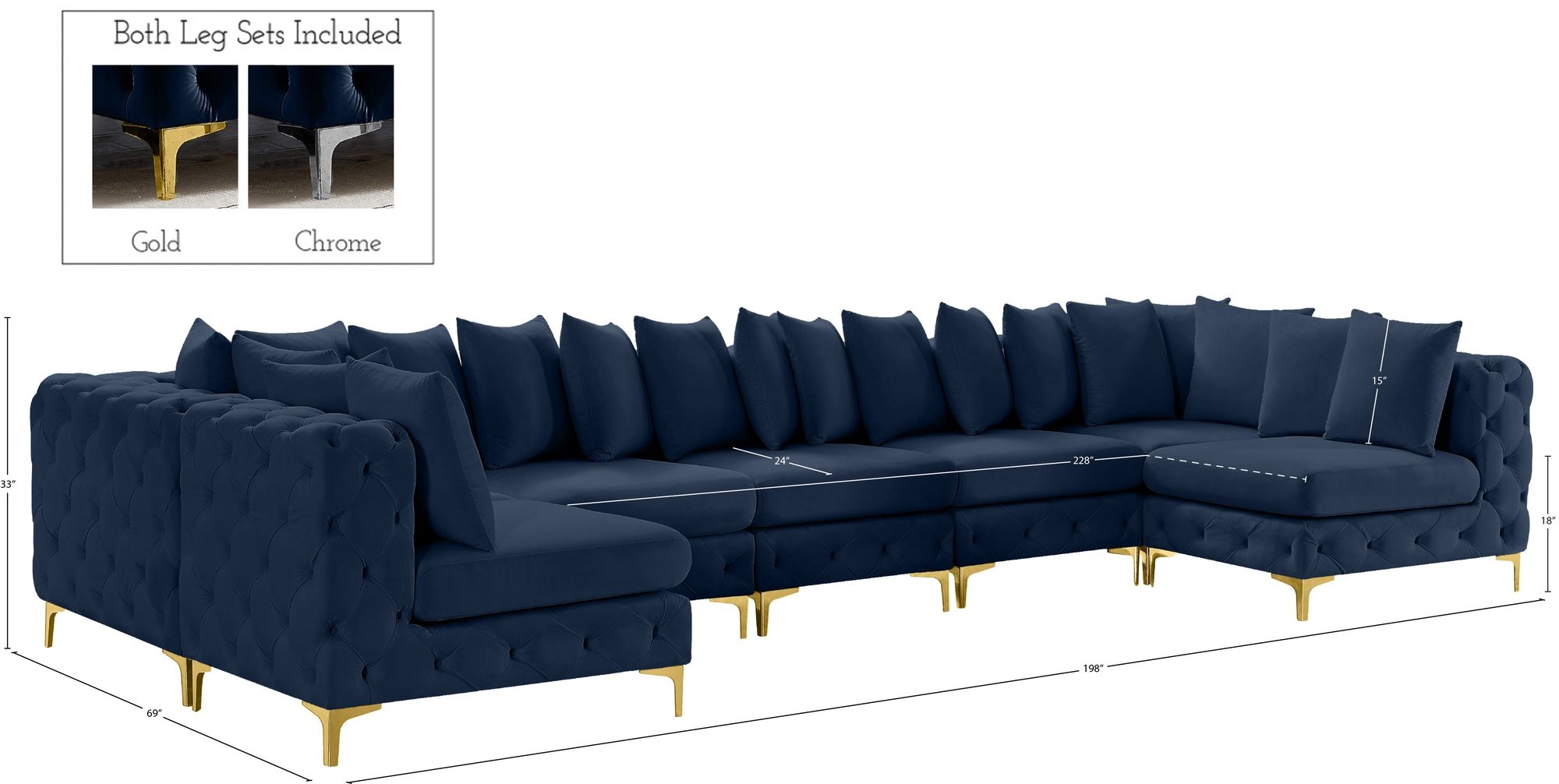 Tremblay 198" 8-Piece Velvet Modular Sectional