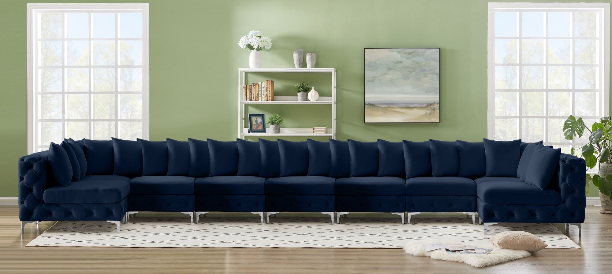 Tremblay 228" 9-Piece Velvet Modular Sectional