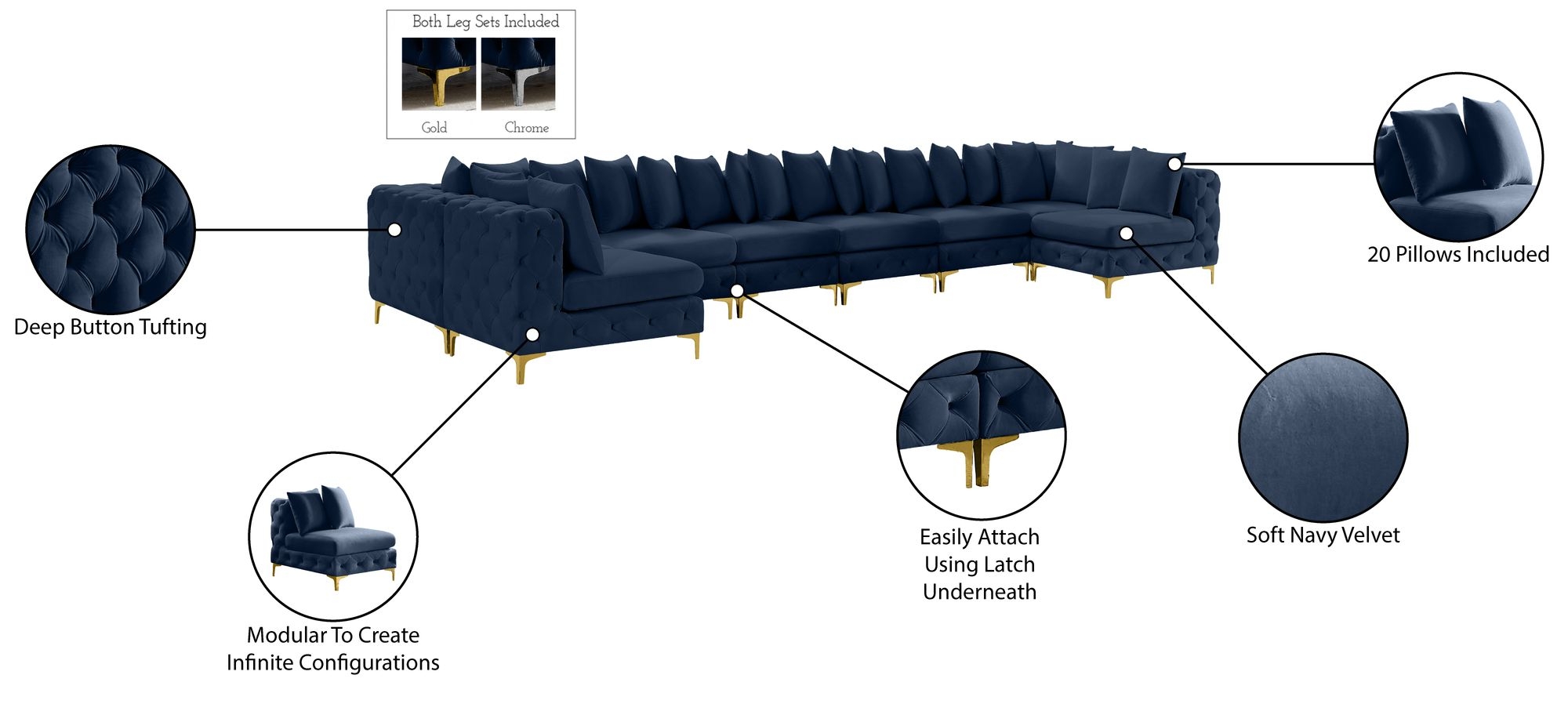 Tremblay 228" 9-Piece Velvet Modular Sectional