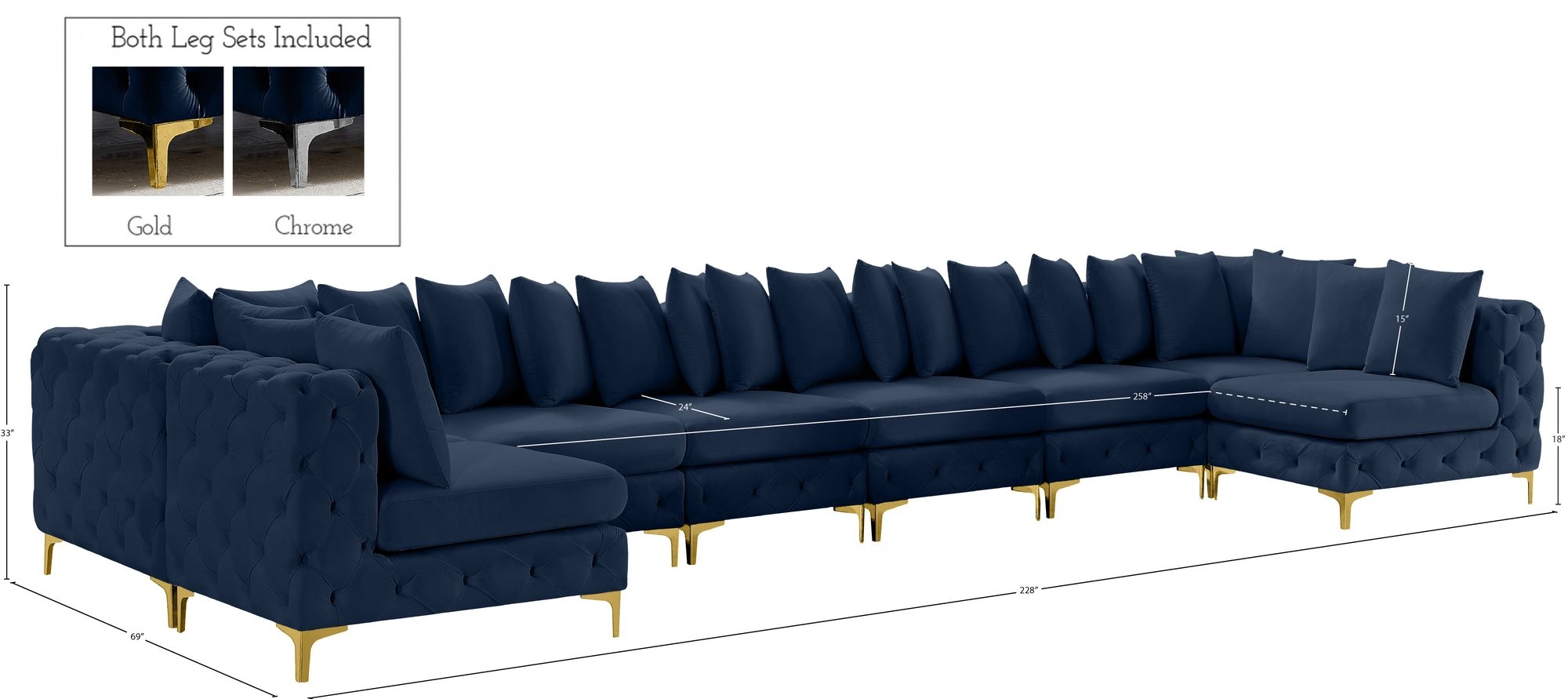 Tremblay 228" 9-Piece Velvet Modular Sectional