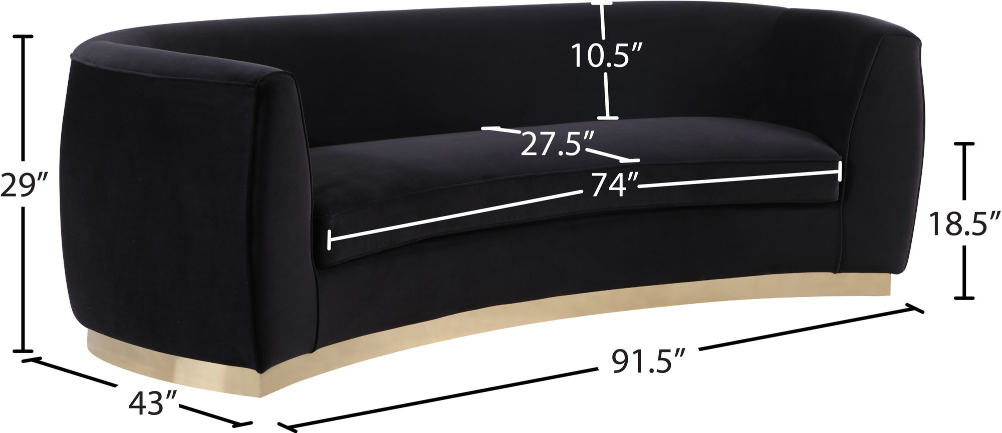 Julian Velvet Sofa with Stainless Steel Base