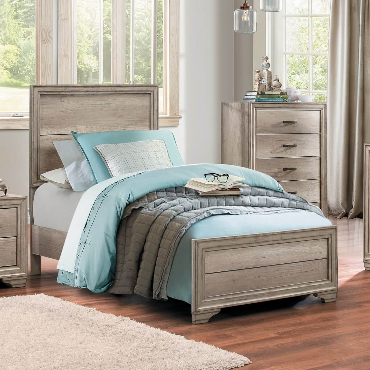 Lonan Wood Bed, Twin Size by Homelegance