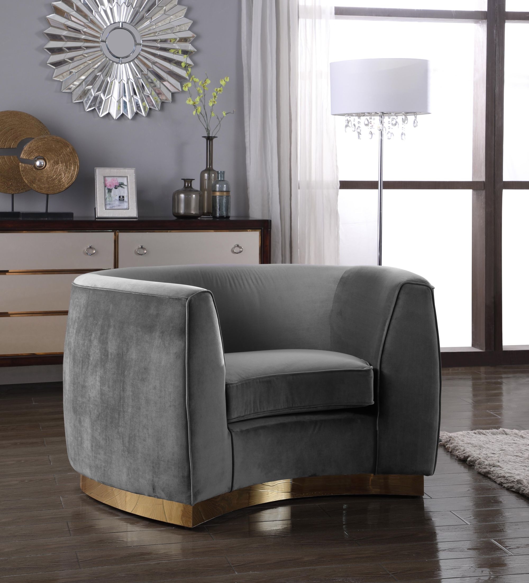 Julian Velvet Chair with Stainless Steel Base