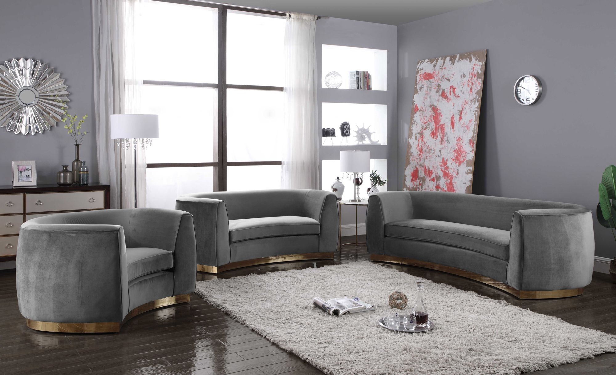 Julian Velvet Chair with Stainless Steel Base
