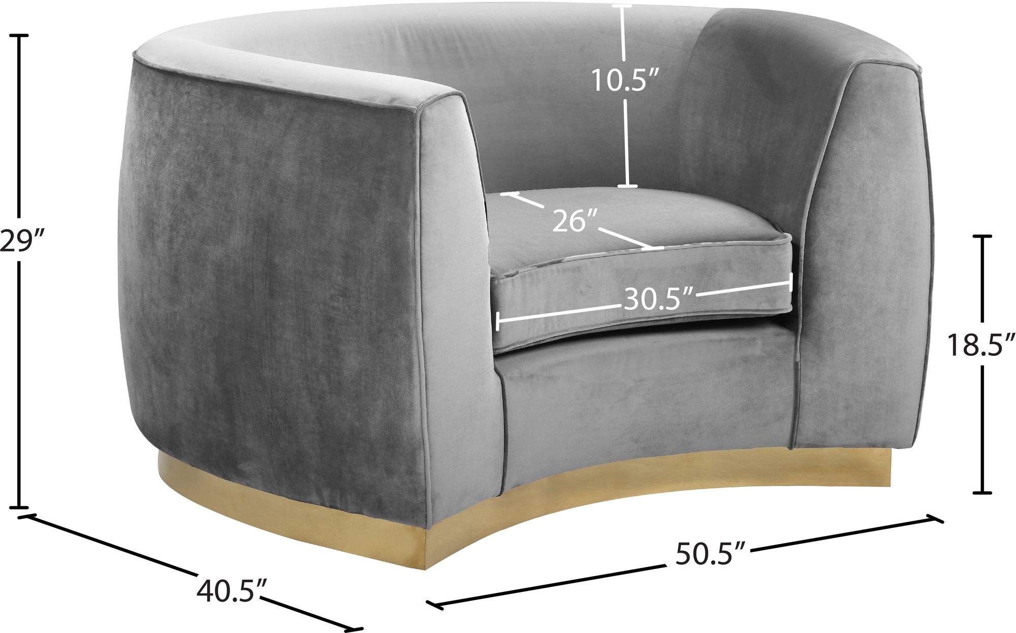Julian Velvet Chair with Stainless Steel Base